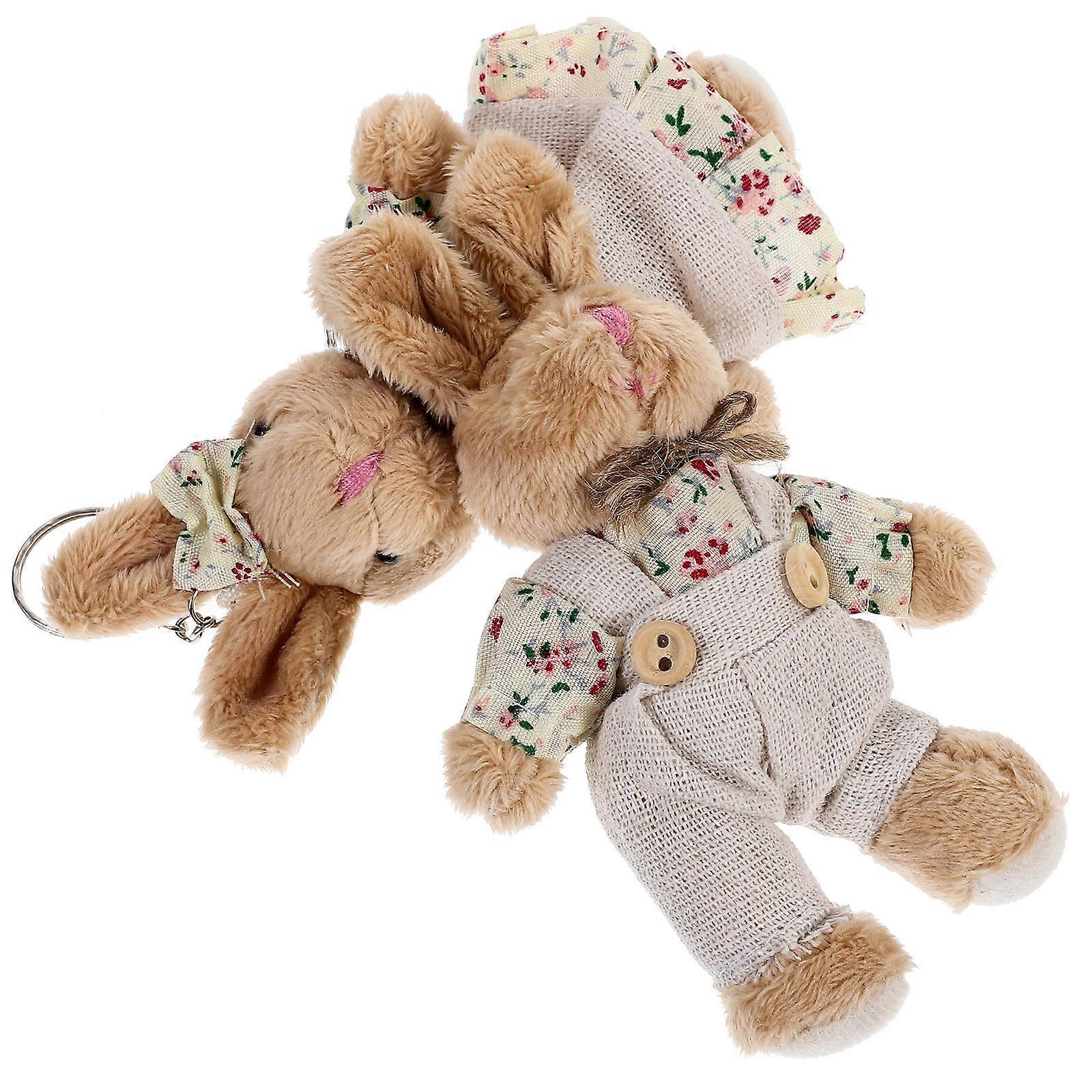 Rabbit Key Chain Stuffed Animal Pendant for Decor 10Pcs