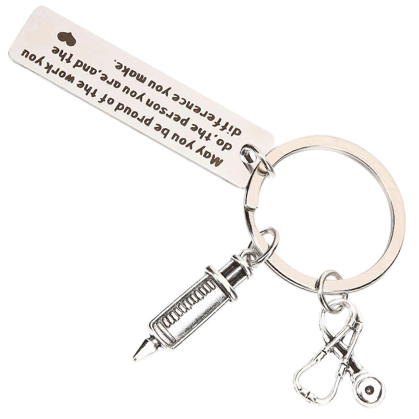5Pcs Stethoscope Key Ring Keychain For Professionals With Stylish Syringe Shape Perfect For Thanksgiving Day