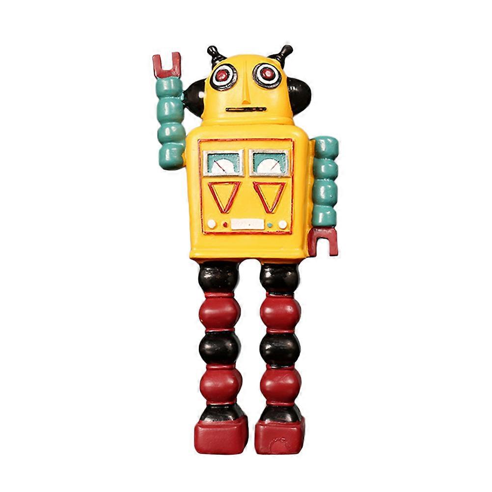 Robot Shape Resin Ornament for Desktop Craft Decor with 2Pcs Resin Figures