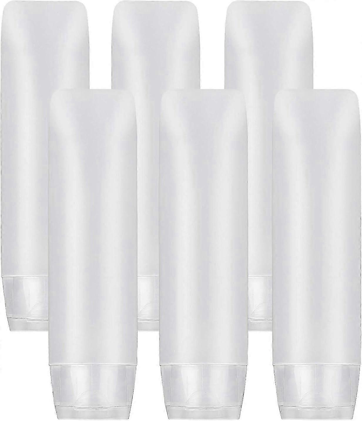 6 pezzi da 50 ml Flaconi da viaggio vuoti in plastica trasparente con tappo a scatto, contenitori cosmetici riutilizzabili trasparenti Tubi comprimibili