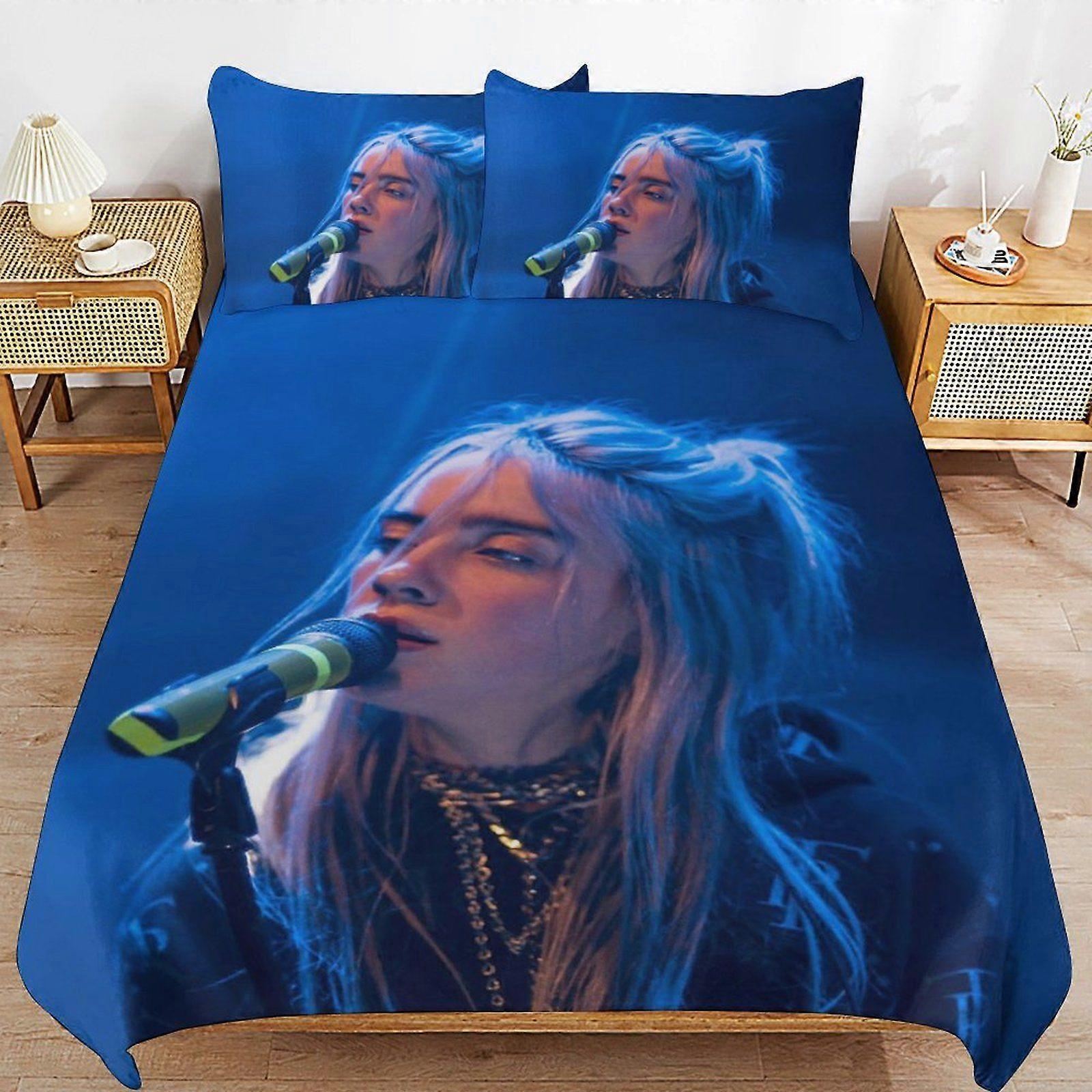 x386 Billie Eilish Simple Finish Smooth Touch Comfort Zipper System Sleep Upgrade Duvet Cover Sets for Couples z386
