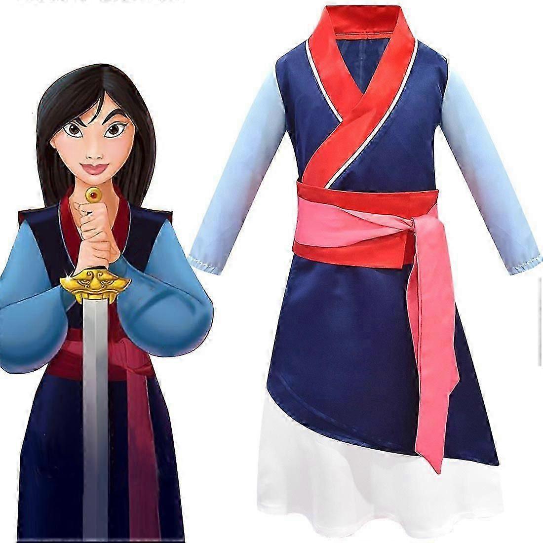 Dievčenské šaty v čínskom štýle 3 kusy/sada Mulan oblečenie Karnevalová párty maškarné šaty