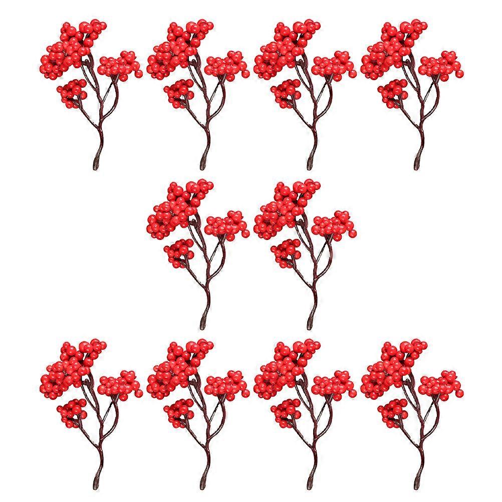 Artificial Red Berry Stems Xmas Branches for Decoration 30Pcs Set