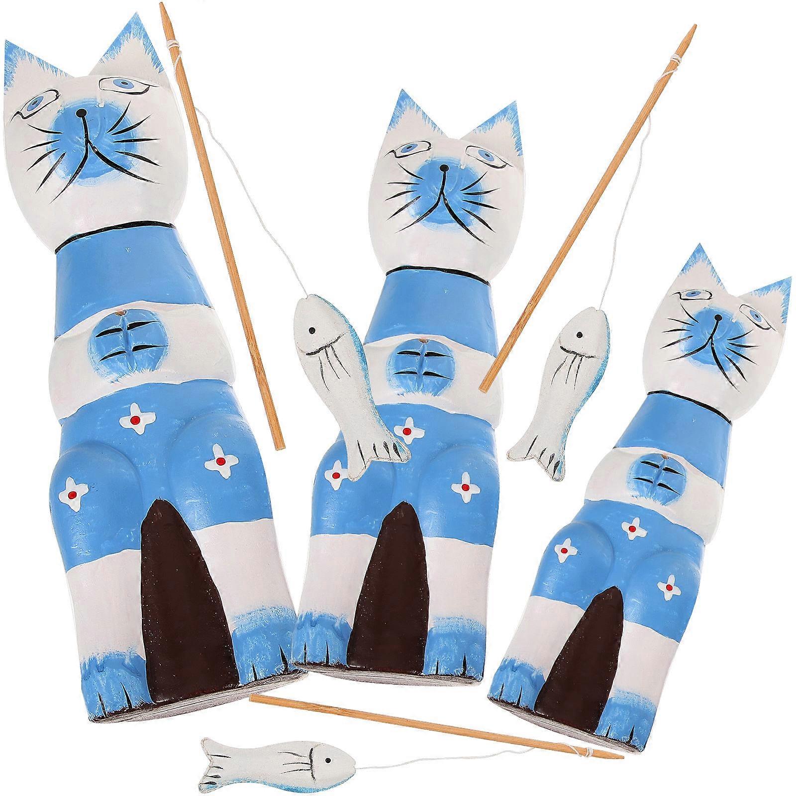 3Sets Wooden Craft Desktop Ornament for Decorative Use