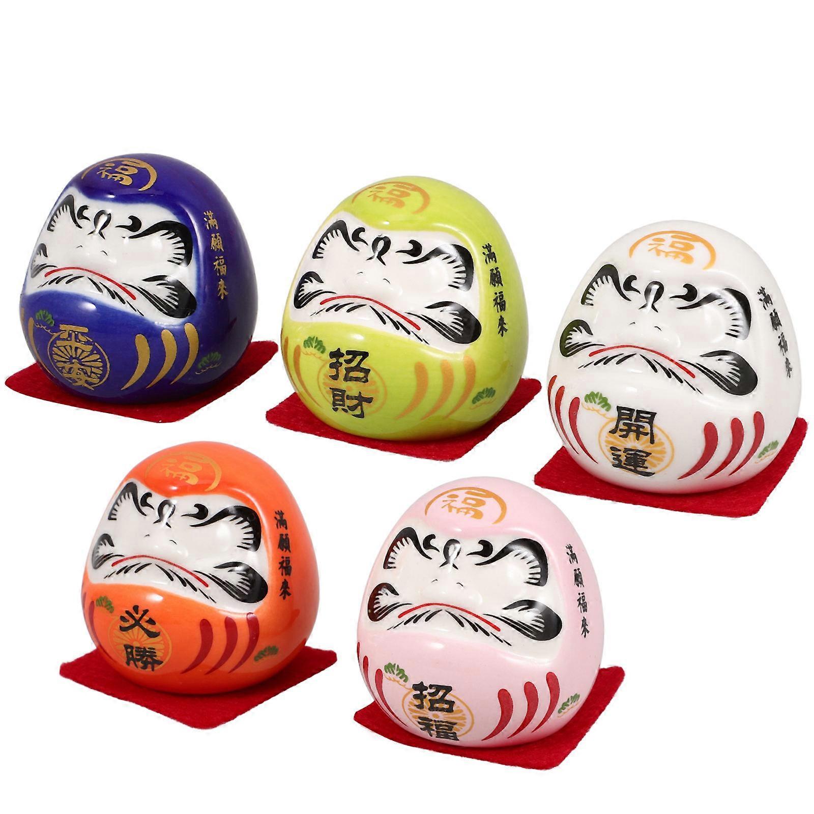 Japanese Porcelain Doll for Wealth Decoration 5Sets Ceramic Zen Figurine