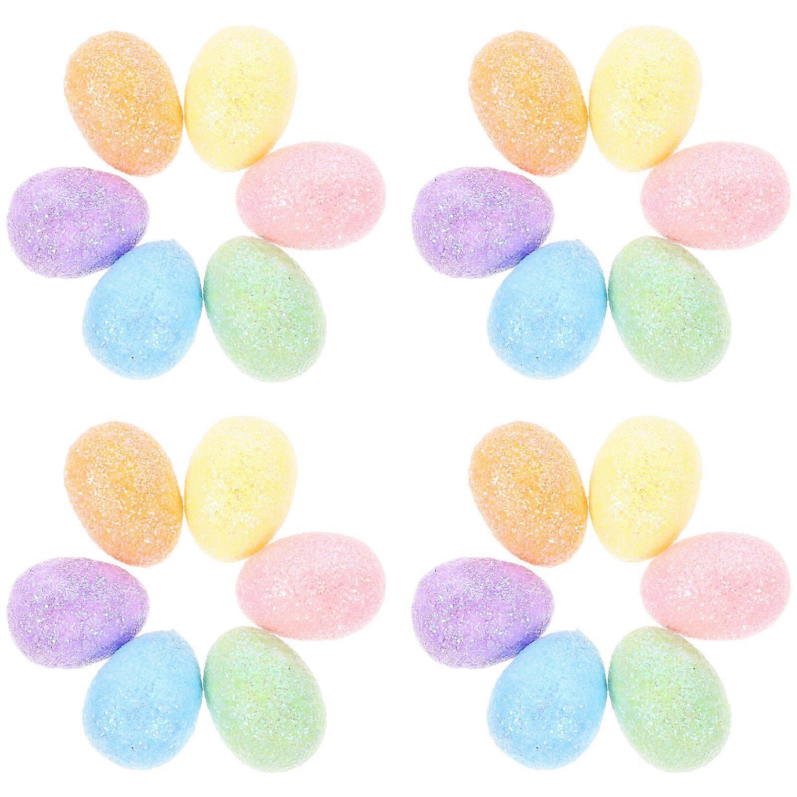 Foams Easter Egg Miniature Glitter Egg Decor for DIY Use 5Pcs