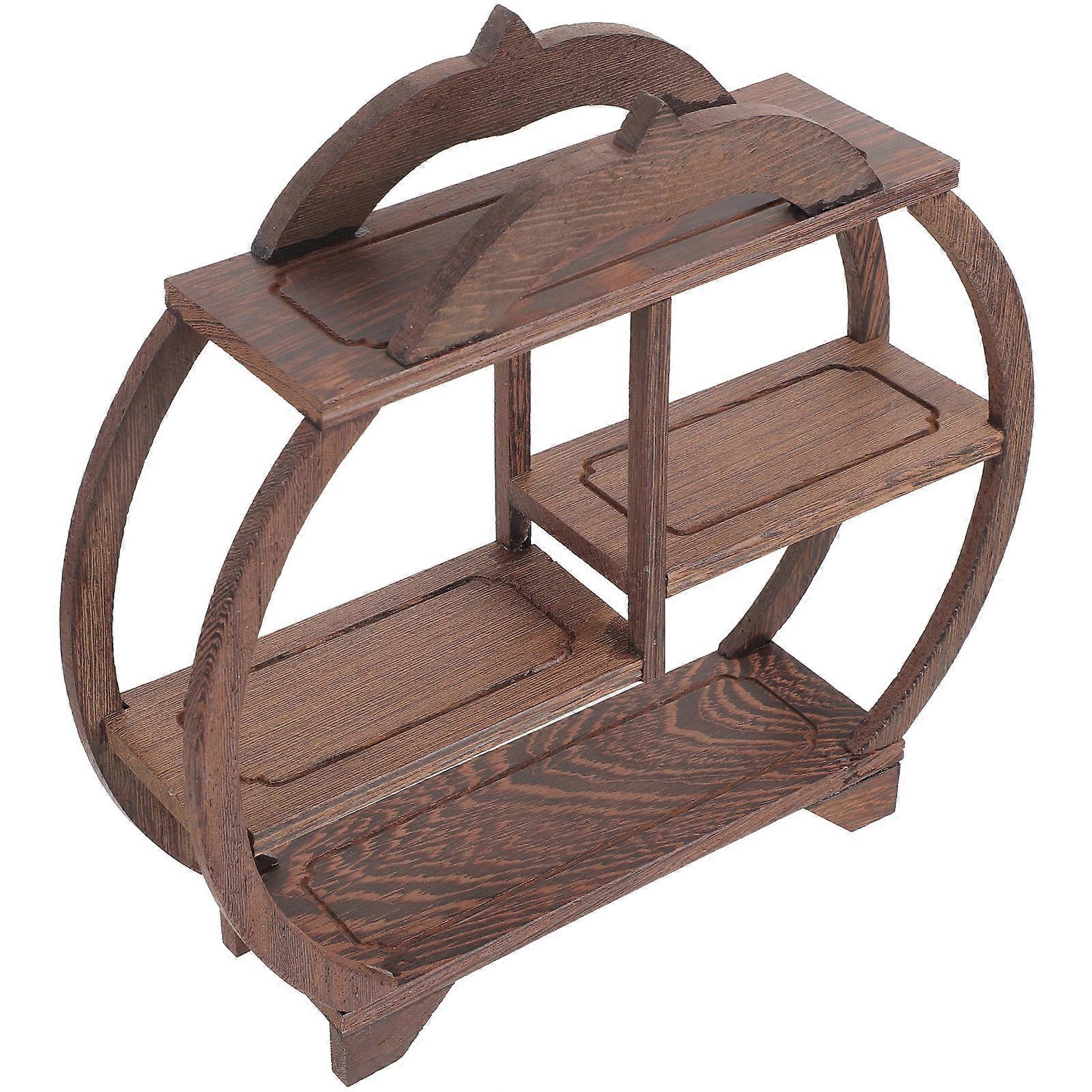Wooden Antique Display Shelf for Storage Use with Coffee Finish