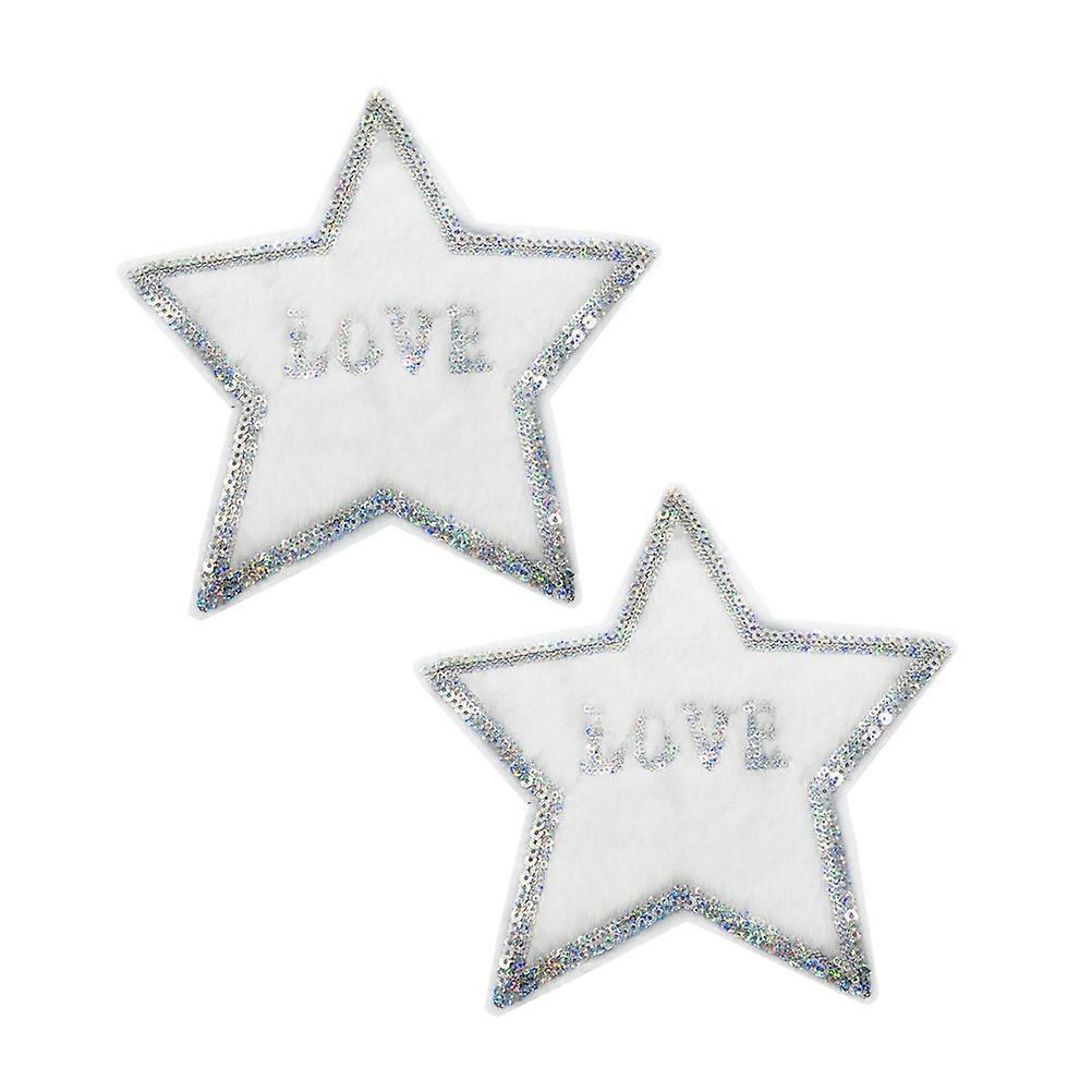 Sequin Patch Pentagram Embroidered Clothes Patches for Decor 6Pcs