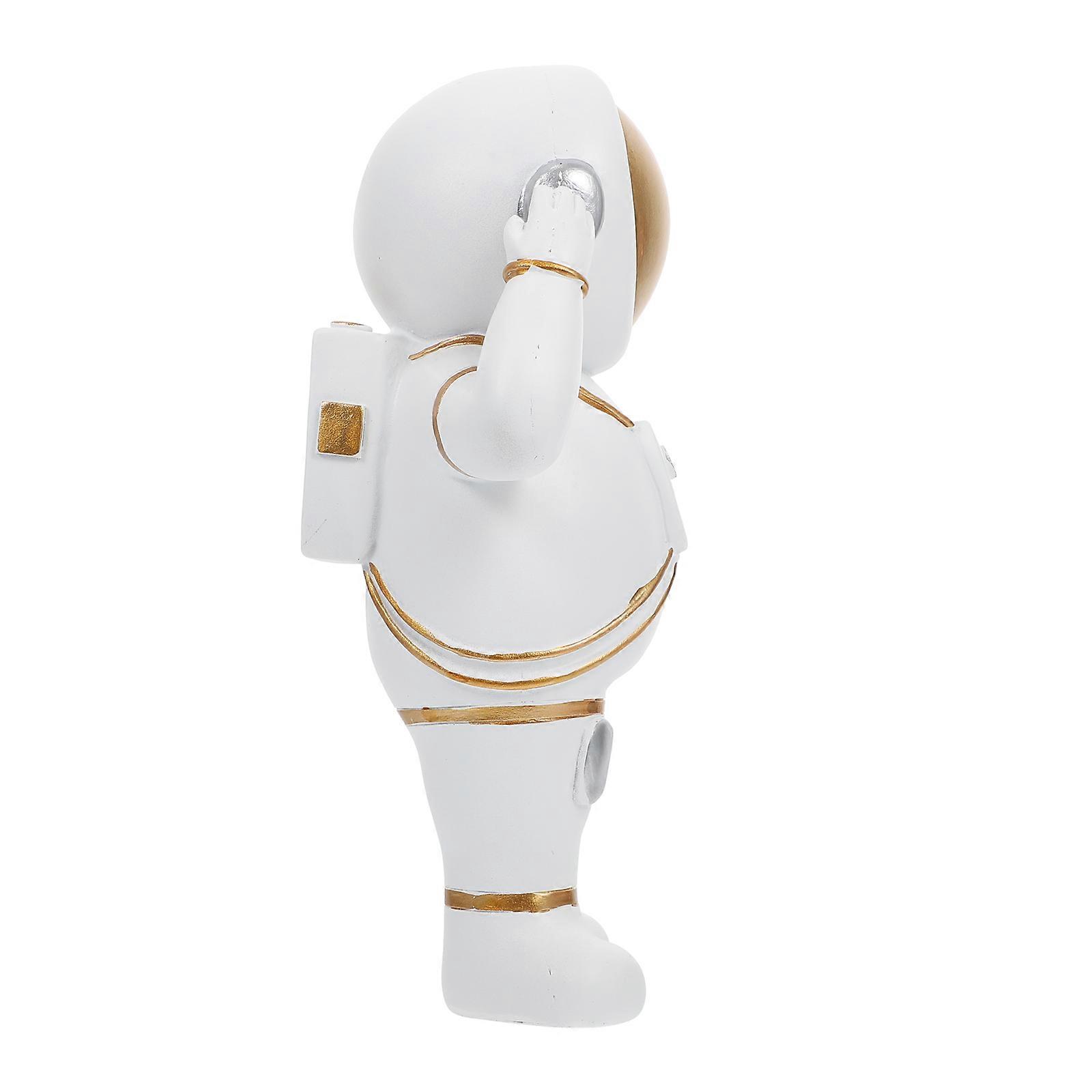 Desktop Astronaut Model for Decor 2Pcs White Resin Spaceman Adornments
