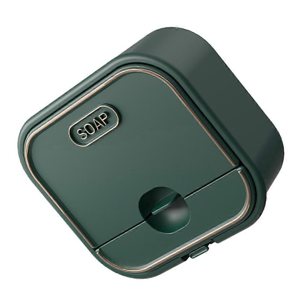 PP Wall-Mounted Soap Box Draining Holder for Bathroom Use 2Pcs Green