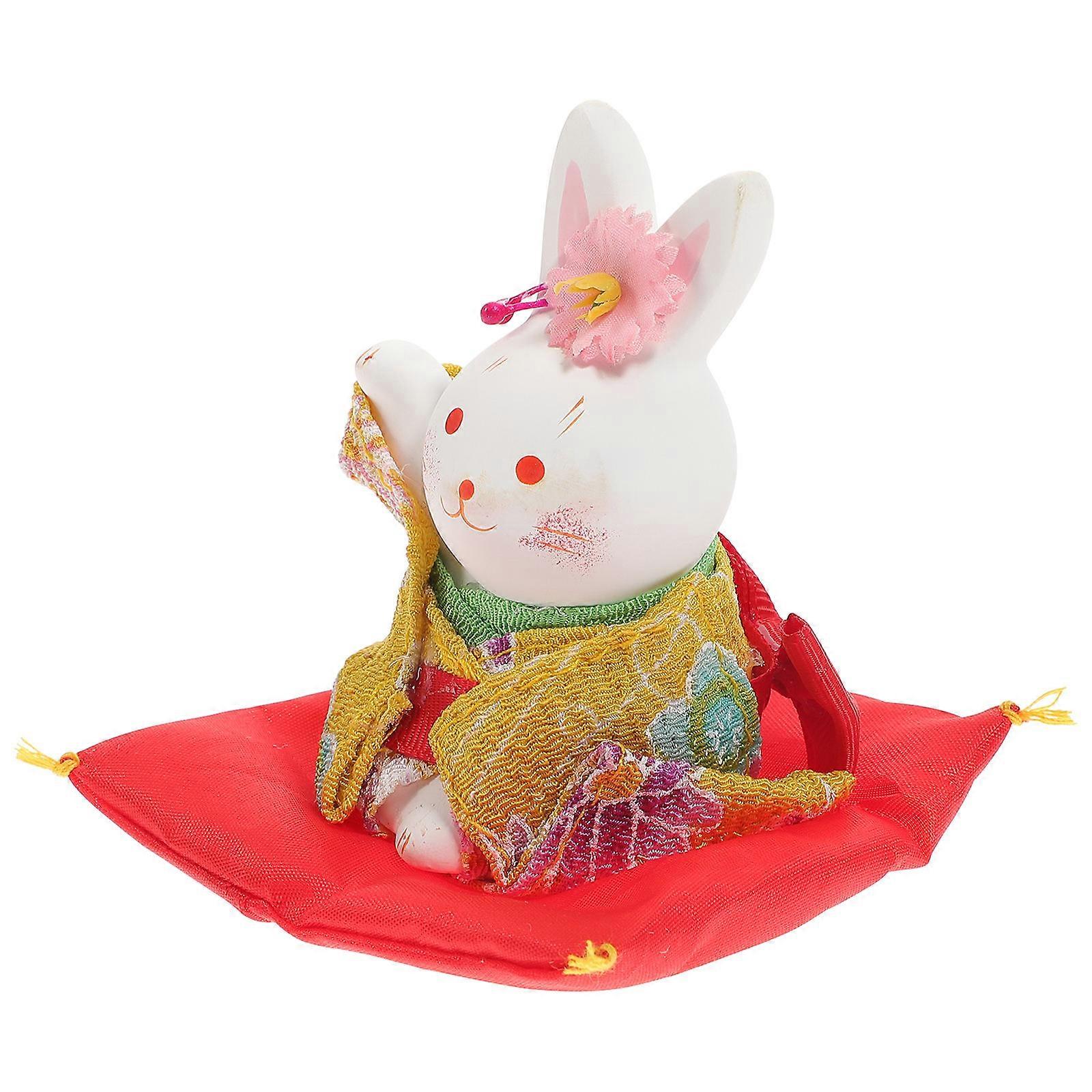 Bunny Figurines Home Decor for Decoration Rabbit Statue with Mat