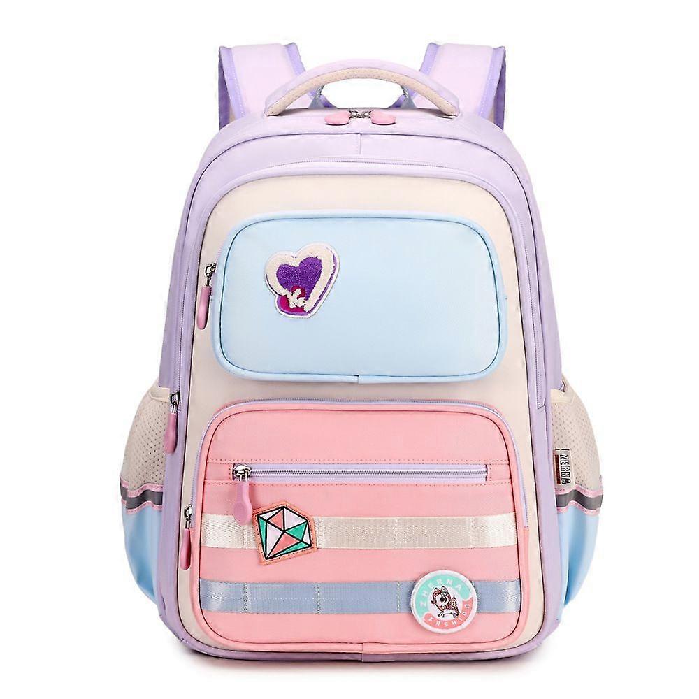 3-6 grade spine load-reducing multi-compartment primary school backpack Light blue