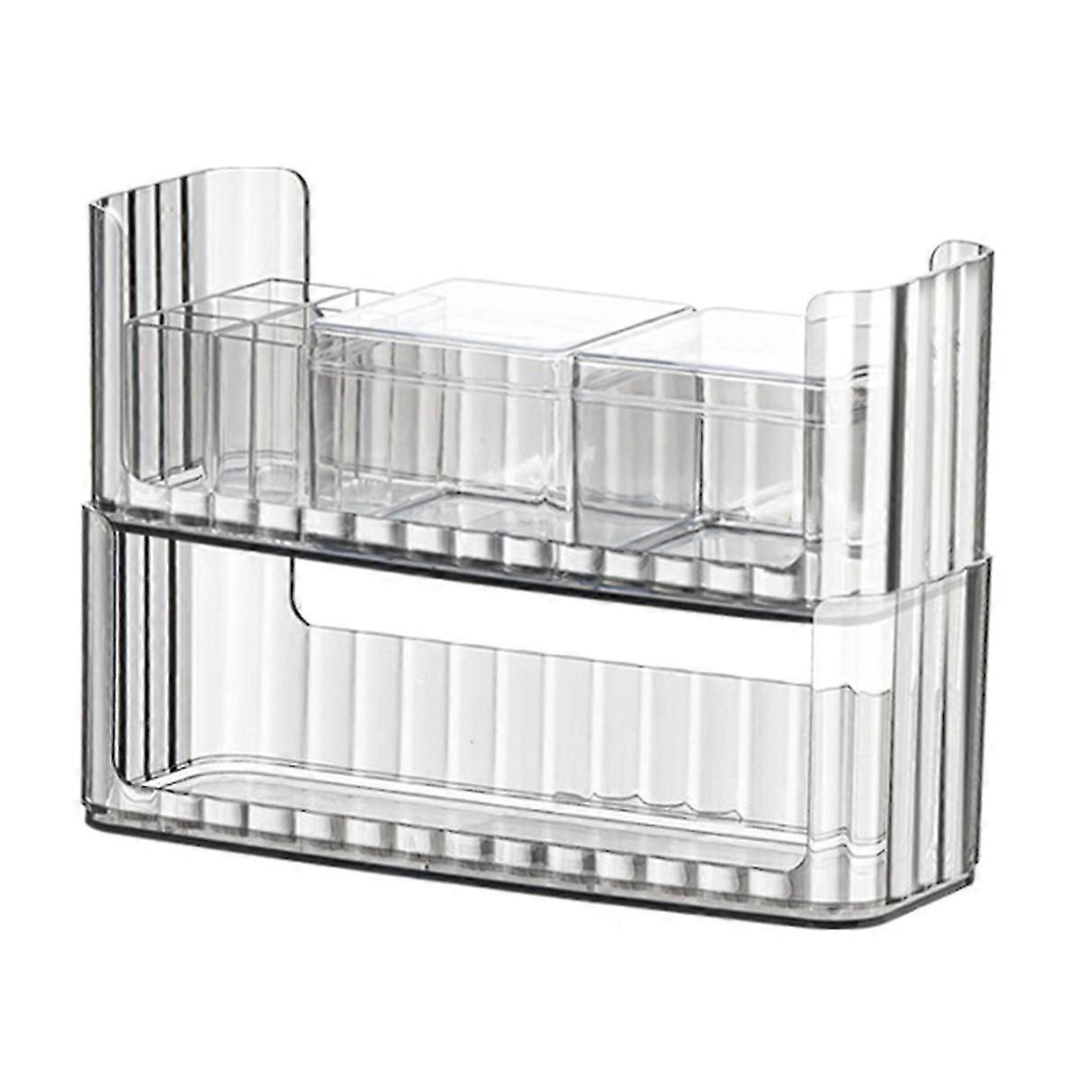 Clear Vanity Organizer Stackable Makeup Storage Tray Cosmetic Display Case Make Up Organizers for Va