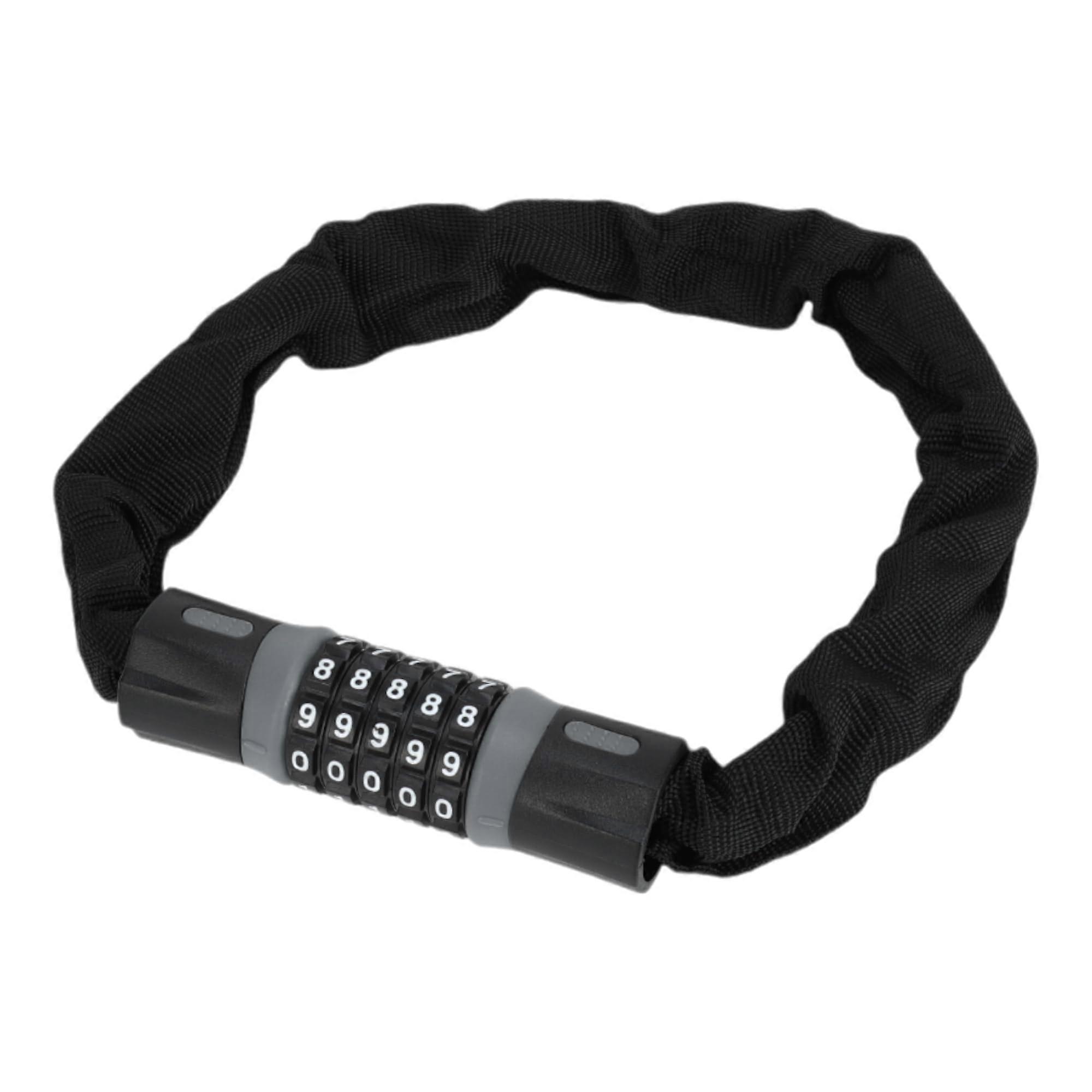 Bicycle Lock Chain Combination Padlock For Mountain And Road Bikes Resettable 5Digit Carbon Steel 60cm 1 Pc Black Gray
