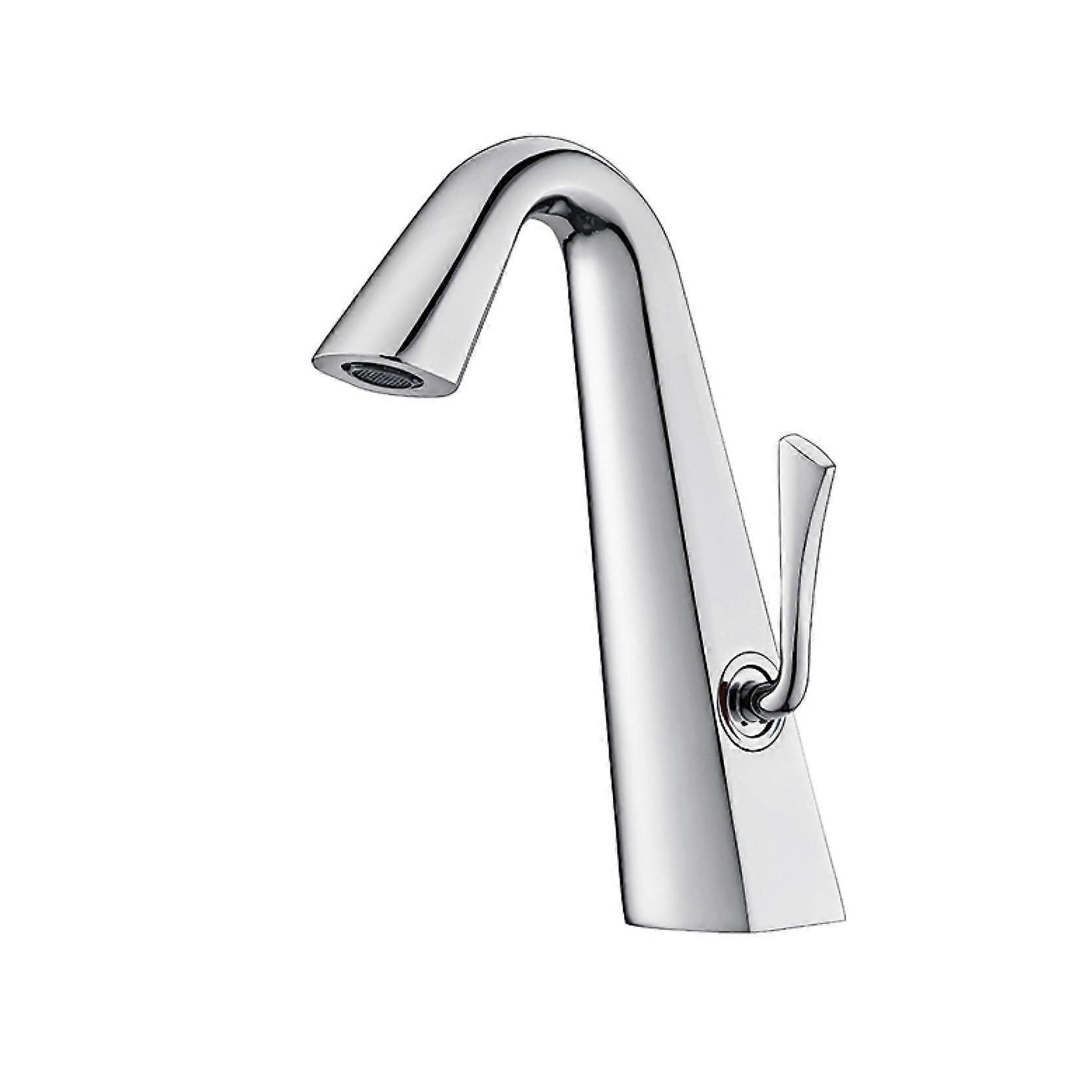 Luxury Brushed Gold Brass Bathroom Faucet, 1 Hole Single Handle, Cold Hot Dual Control, Simple Design, Chrome Finish