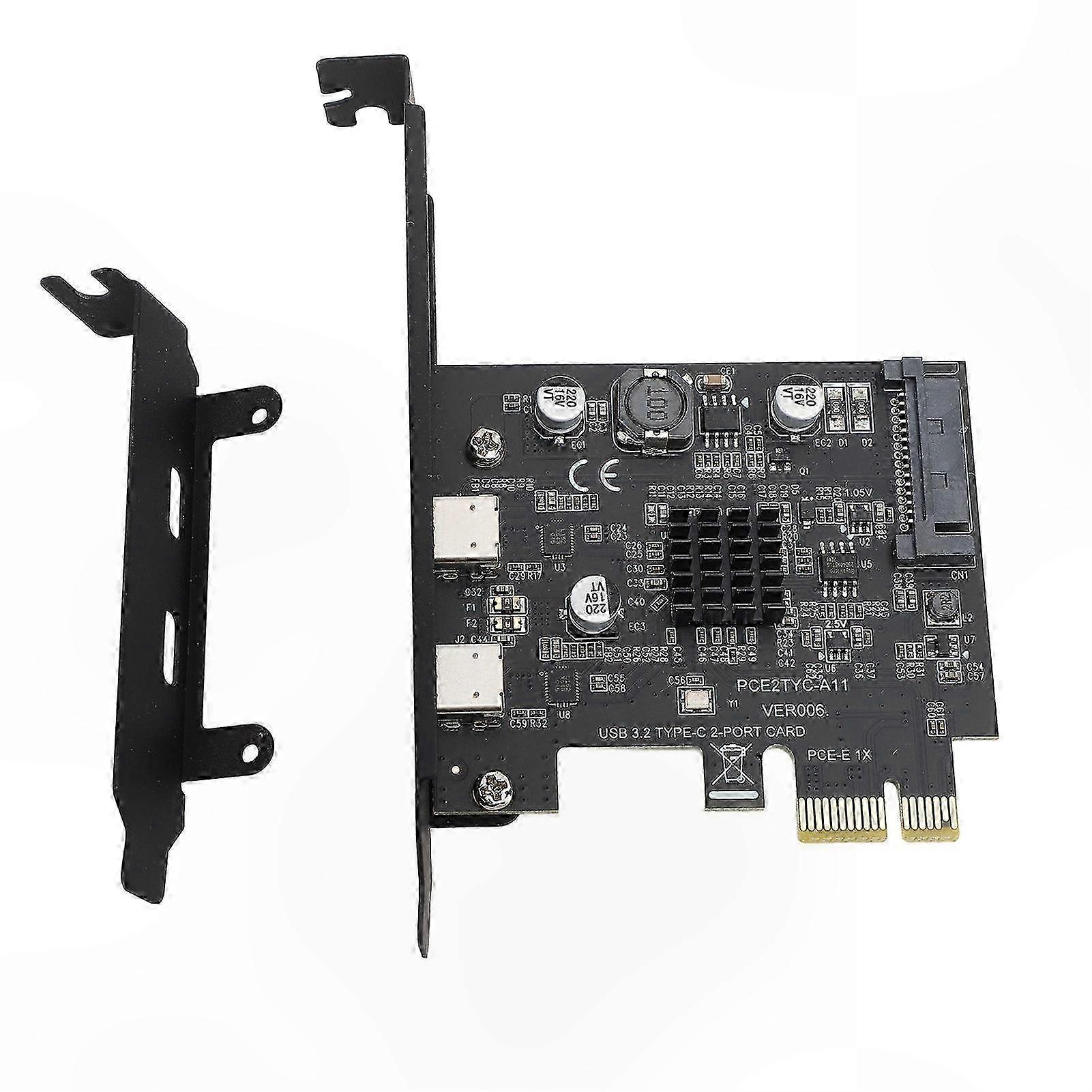 Dual Type C USB 3.2 PCI Express Expansion Card for Desktop PC, High-Speed 10Gbps PCIe Adapter-Compatible with Windows