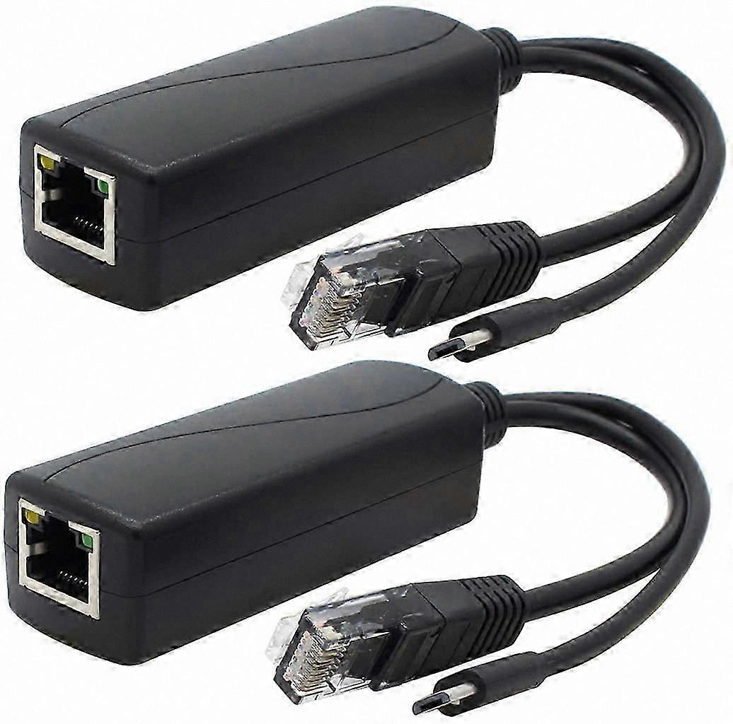 2-Pack PoE Splitter 48V to 5V Micro USB Adapter for Ethernet Devices Compatible with IP Cameras and Development Boards