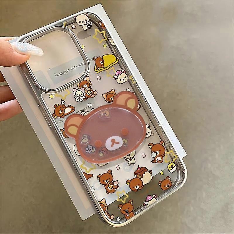 Full Screen Of Stars Rilakkuma Electroplating Phone Case For iPhone 16 15 14 13 12 11 Pro Max Plus X XS XR Max Mini Y2K Cover