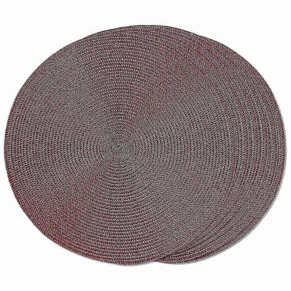 Round Braided Placemats Set Of 6 Table Mats For Dining Tables Woven Washable Non-slip Place Mats 15