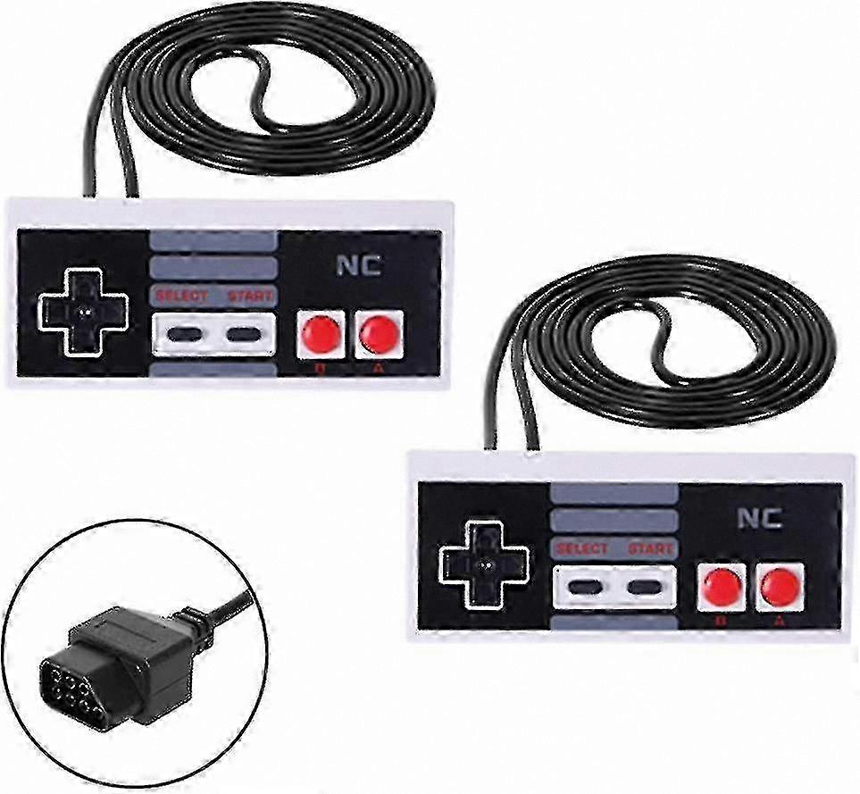 Retro 8-Bit Console Game Controller Set for Classic Video Game Systems (2 Pack)