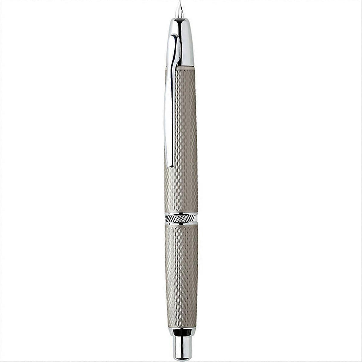 0.4MM Extra Fine Nib Metal Grid Ink Pen with Clip,Silver-Gray