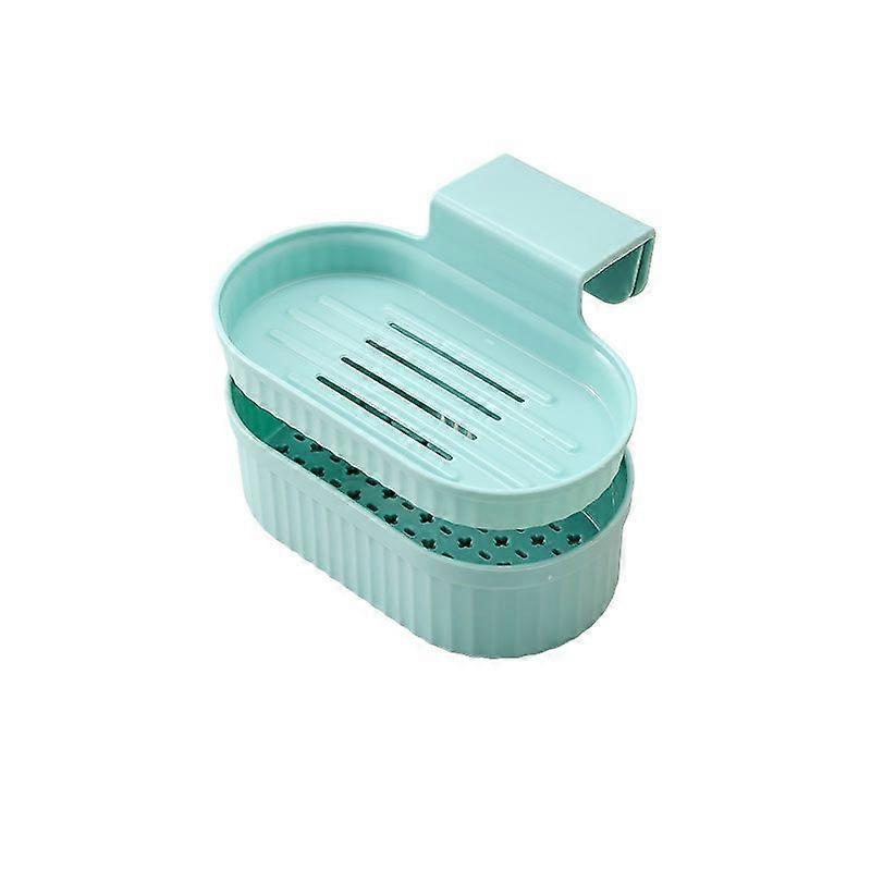 Kitchen Sink Drainage Basket Filter Basket Sponge Storage Shelf Rectangular Kitchen Daily Use Storage Basket - Lake Green