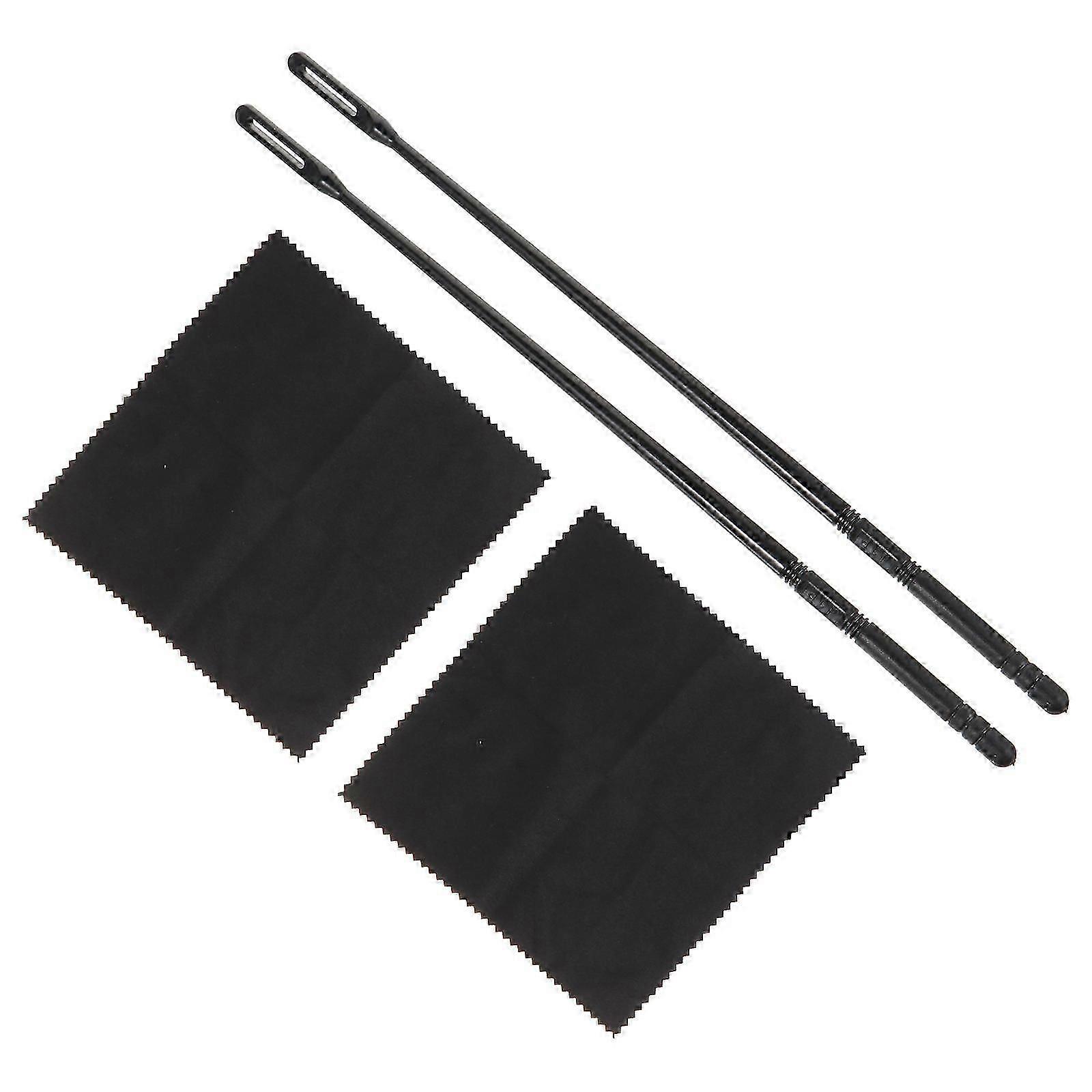 قطعة قماش تنظيف الفلوت مصنوعة من القطن والبلاستيك المتين لجميع المزامير والبيكولو 4 قطع أسود