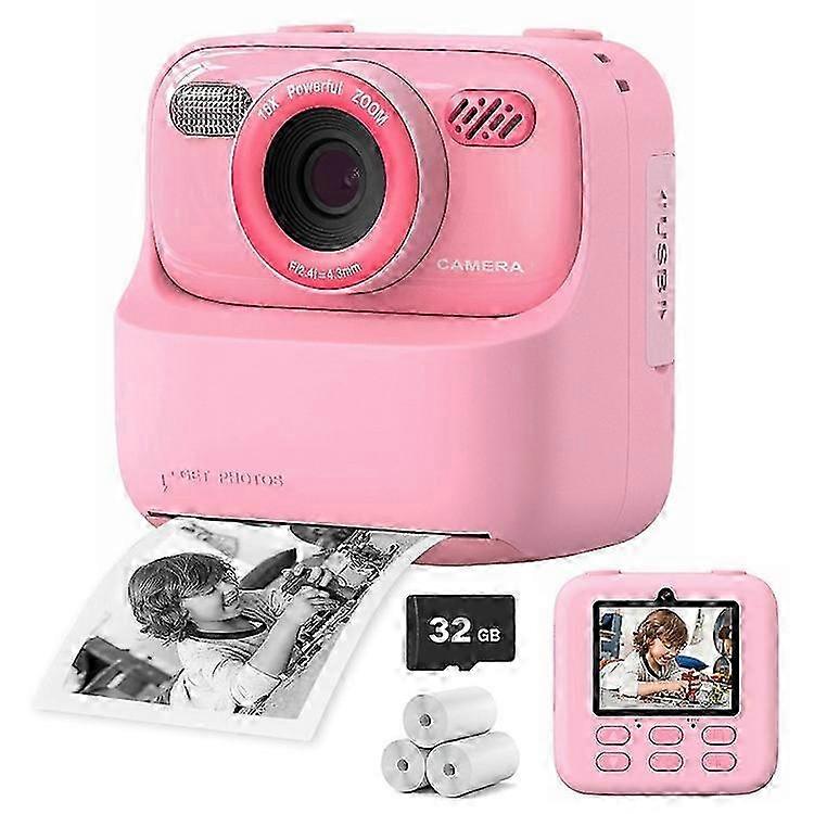 25-26 P79 Photo Instant Print Kids Digital Camera Fun Game HD 1080P Dual Lens Camera with 32G Memory Card