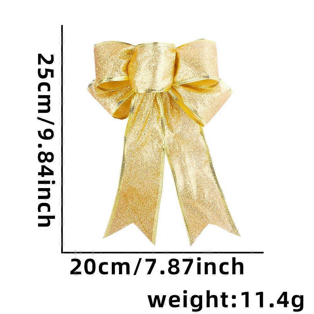 10 PCS Wreath Bows Decorative Sequin Bow Glitter Christmas Tree Topper Durable
