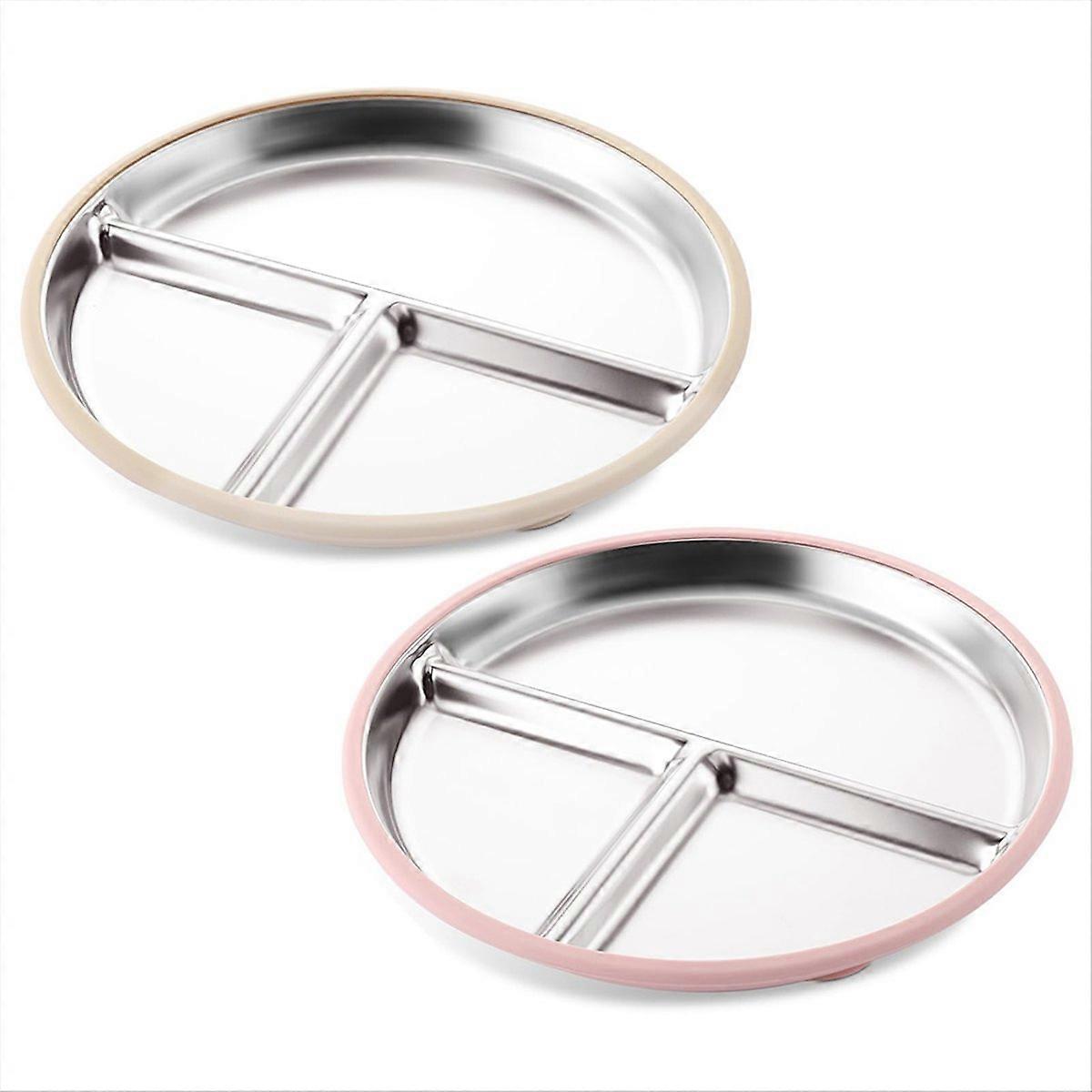 サクションカップと取り外し可能な蓋付きのステンレス製ベビープレート