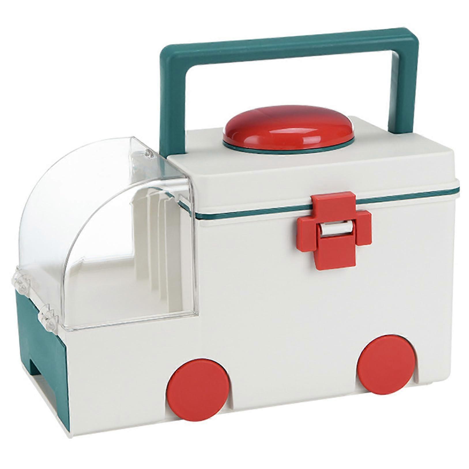 Medicine Box 12.6x8.3x8.3 Large Capacity Double Layer Portable Handle Home Organizer