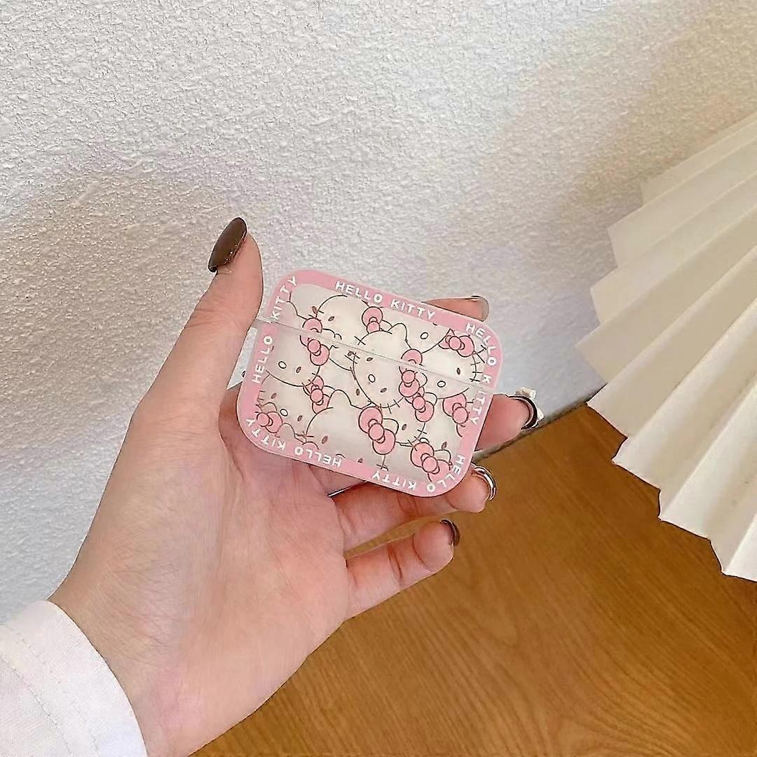 Cute Sanrio Hello Kitty Case for compatible with Airpods 1 2 Pro & 3rd Gen Square Shell, Cartoon Cat Design, Trendy Protective Cover