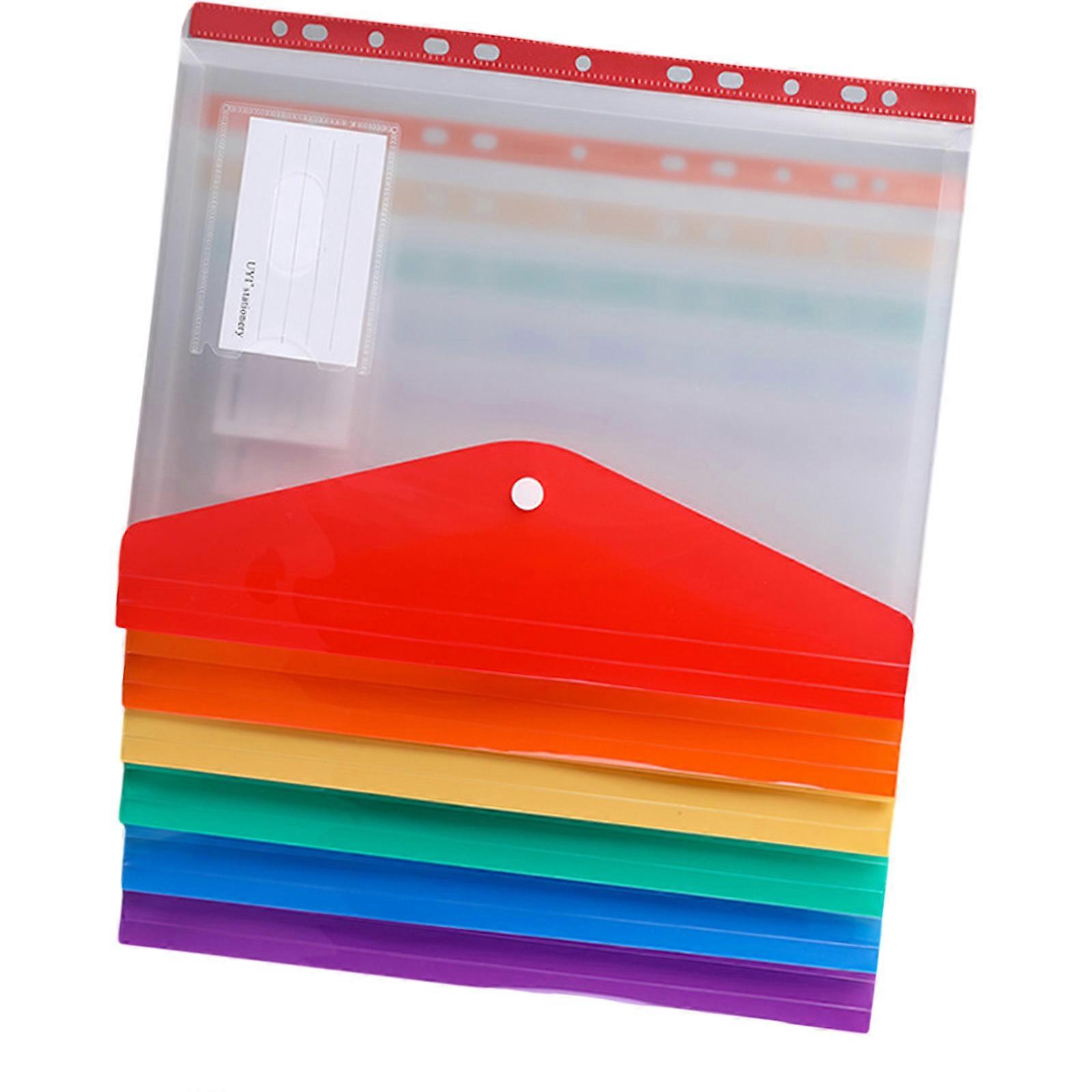 Pack of 6 Expandable Punched Pockets Clear Plastic Document Envelope File Wallets with 11 Holes Letter Size Folder Bag Multicolor