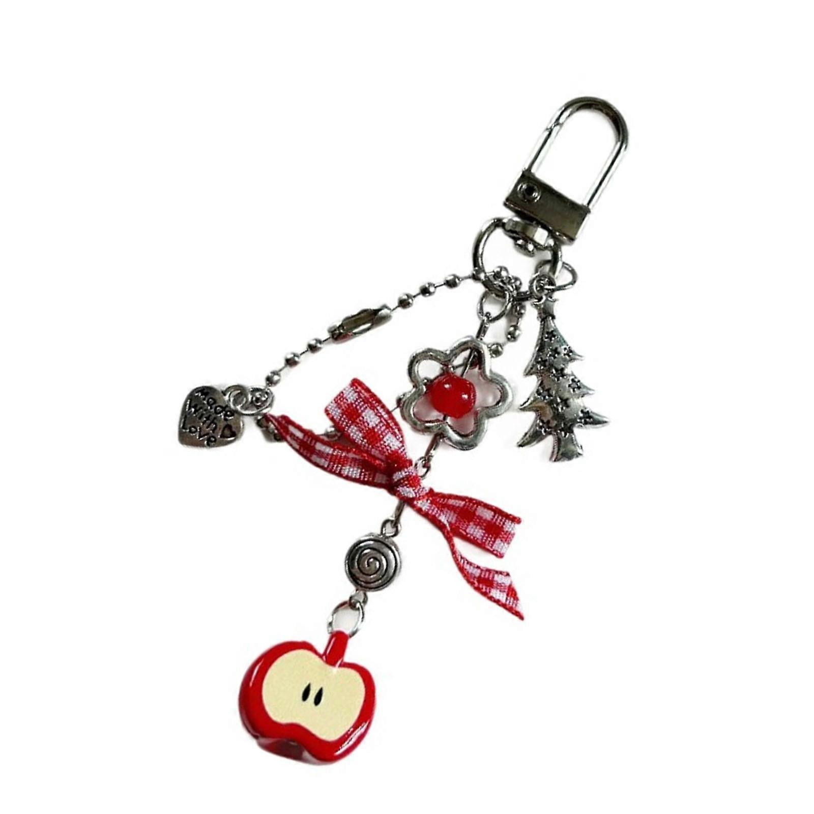 Multipurpose Charm Love Heart Bowknot Charm Pendant Bead Keychain Christmas Tree Ornament for Personalize Styles Multicolor