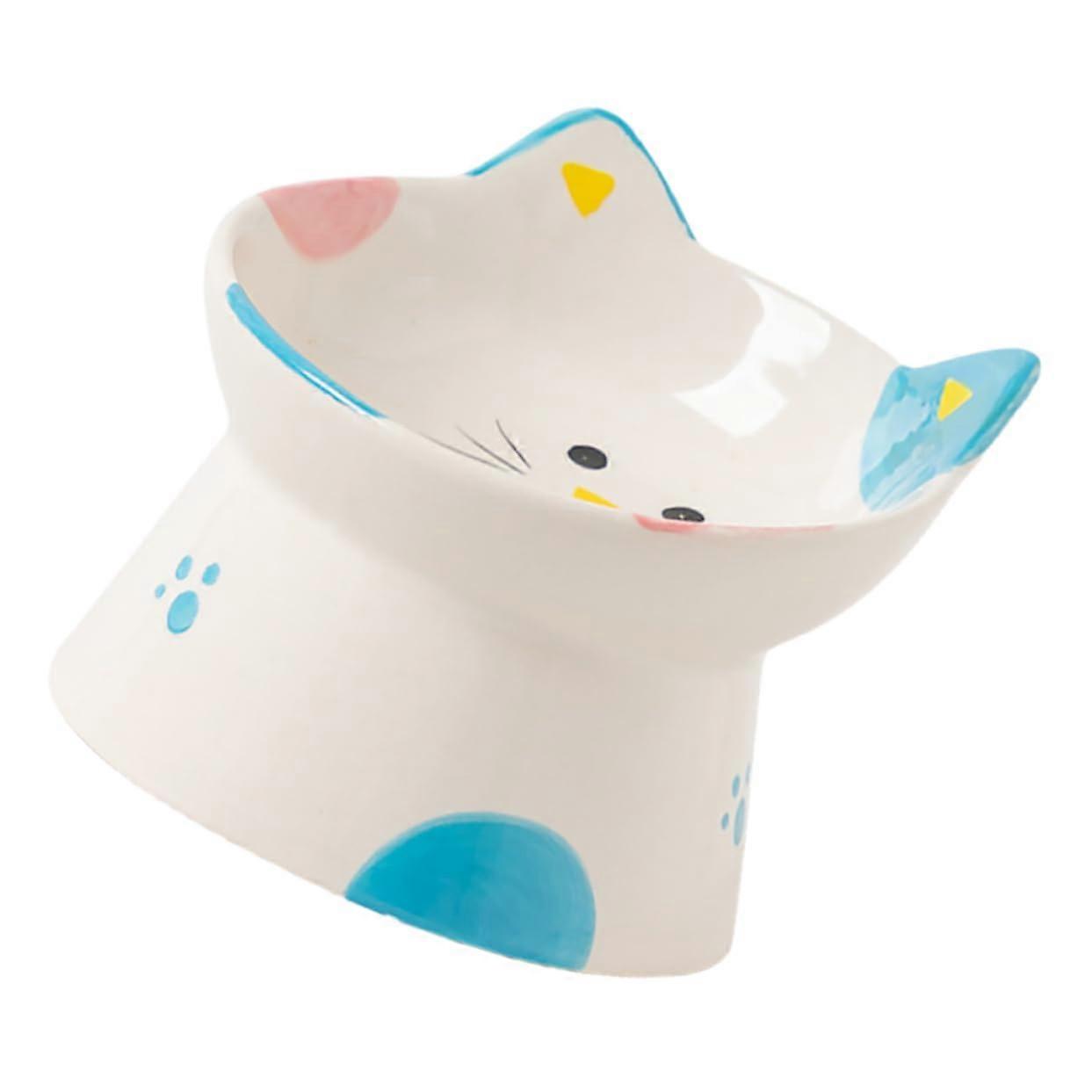 Ceramic Cat Bowl Elevated NonSlip Raised Pet Bowl For Kittens And Cats Easy To Clean Daily Use Snack Container