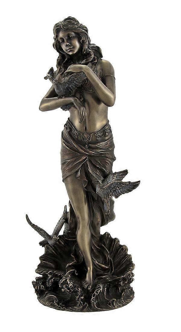 Bronzed Aphrodite with Doves on Scallop Shell Statue