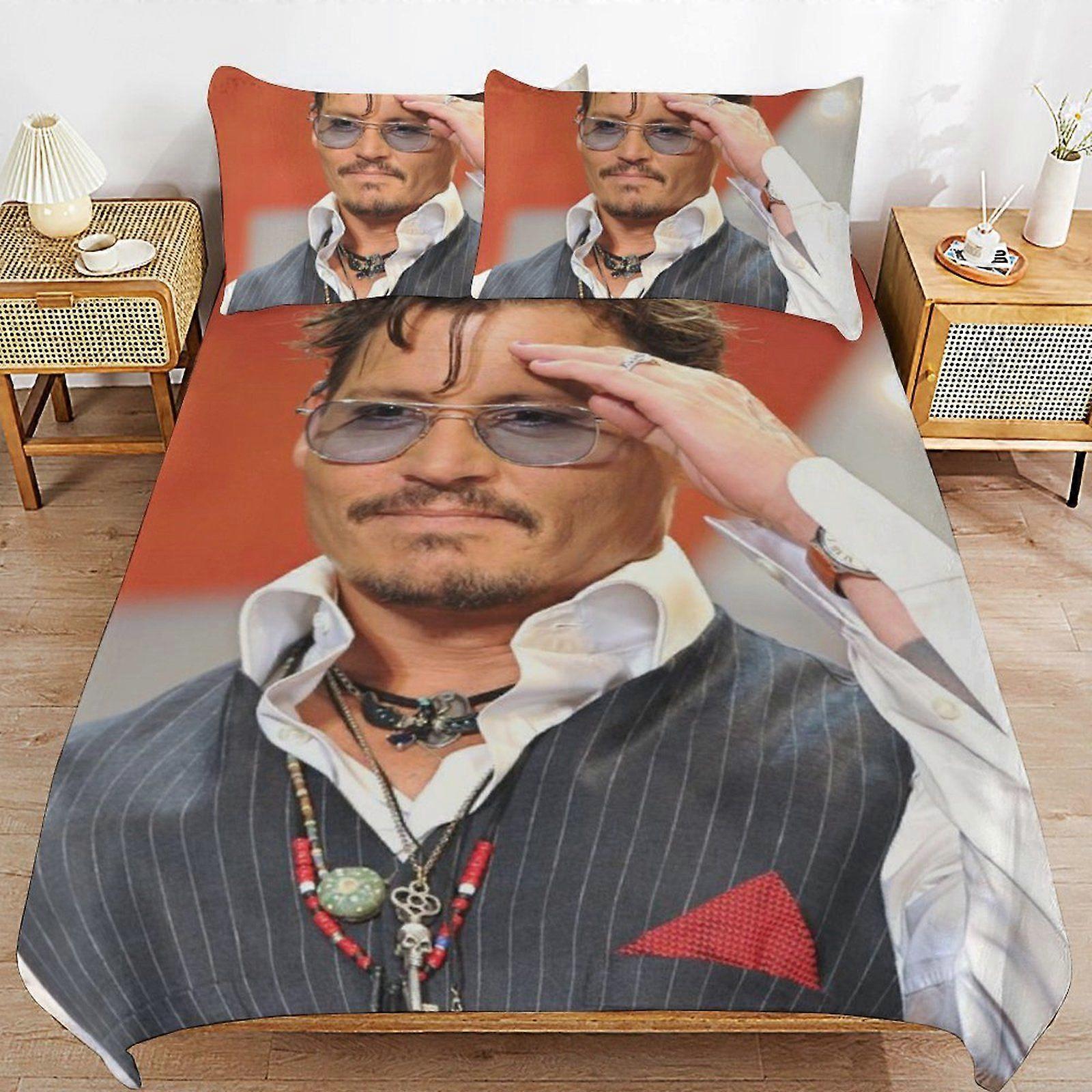u345 Johnny Depp Durable Weave Texture Light Structure Easy Fit Sleep Time Duvet Cover Sets for Homes n345