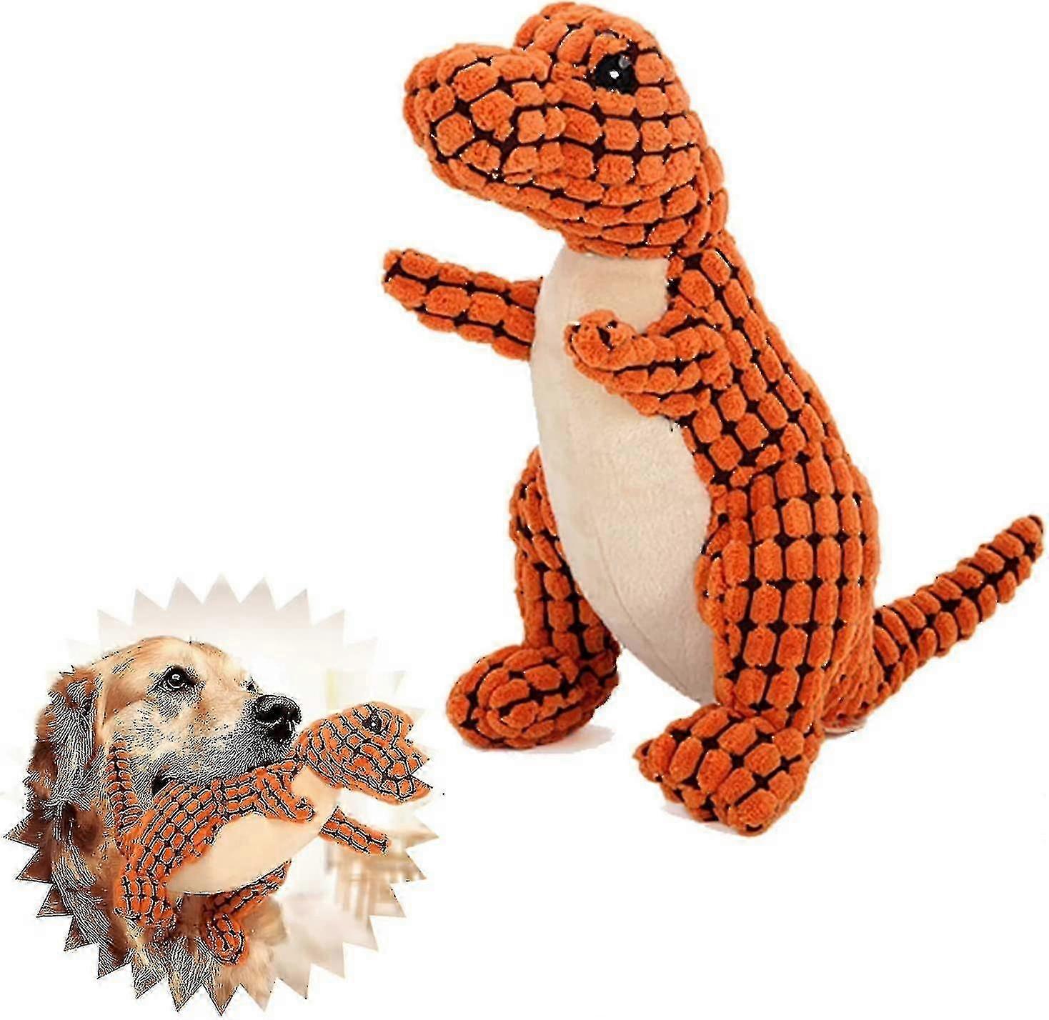 Indestructible Robust Dino, Squeaky Dog Toys For Aggressive Chewers, Unbreakable Stuffed Plush Dog Toy