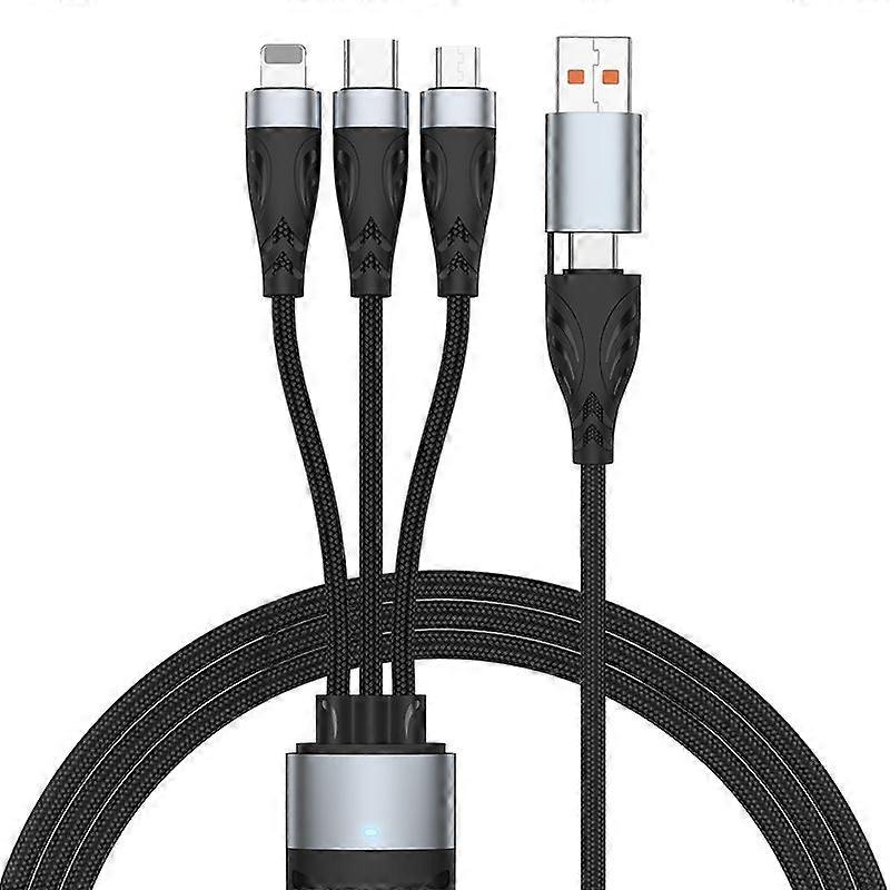 2m USB/Type-C to Type-C + 8 Pin + Micro USB Fast Charge Data Cable