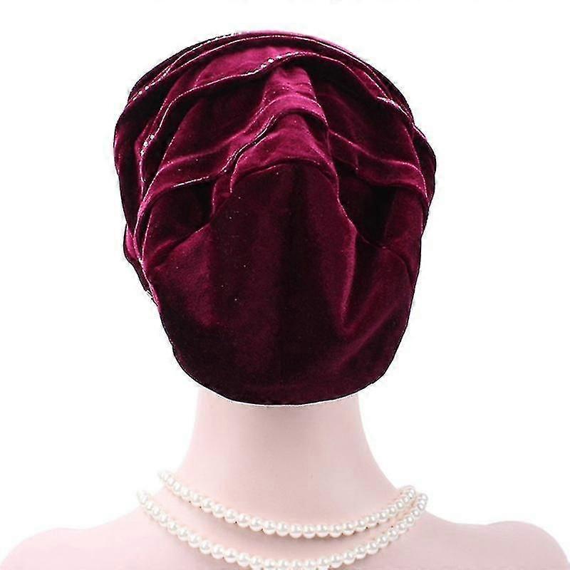 ゴールドベルベットインナーヒジャーブイスラム教徒のターバンキャップドリルと女性のための民族イスラム教