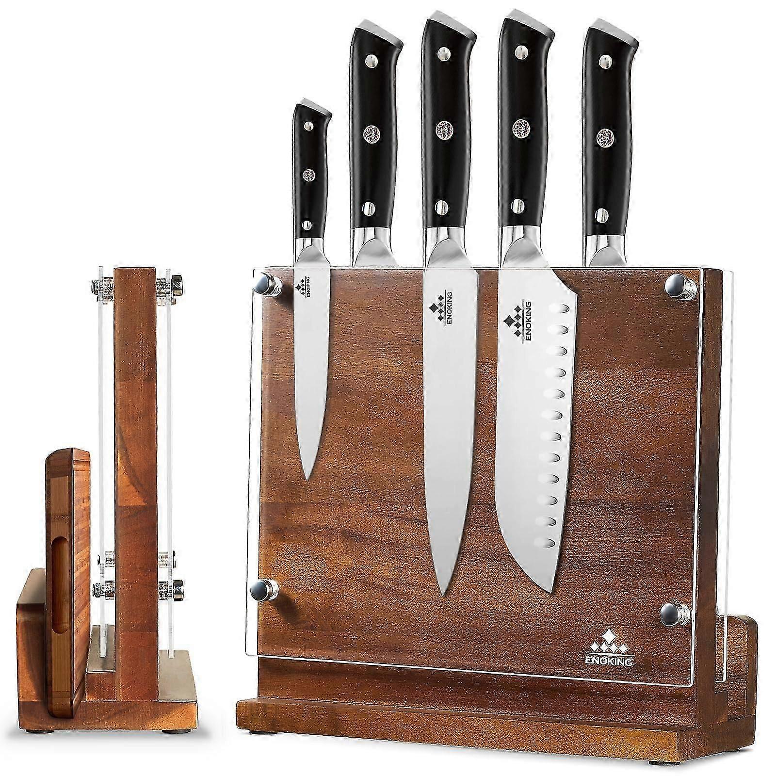 Magnetic Knife Block with Acrylic Shield, Strong Magnets for Kitchen Countertops, Durable Design, Modern Style