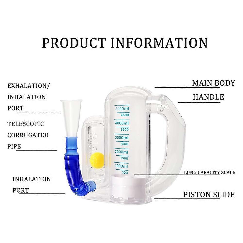 Breathing Exercise Device for Lungs,Deep Breathing Trainer with Flow Rate Indicator,Incentive Spirometer 5000ml