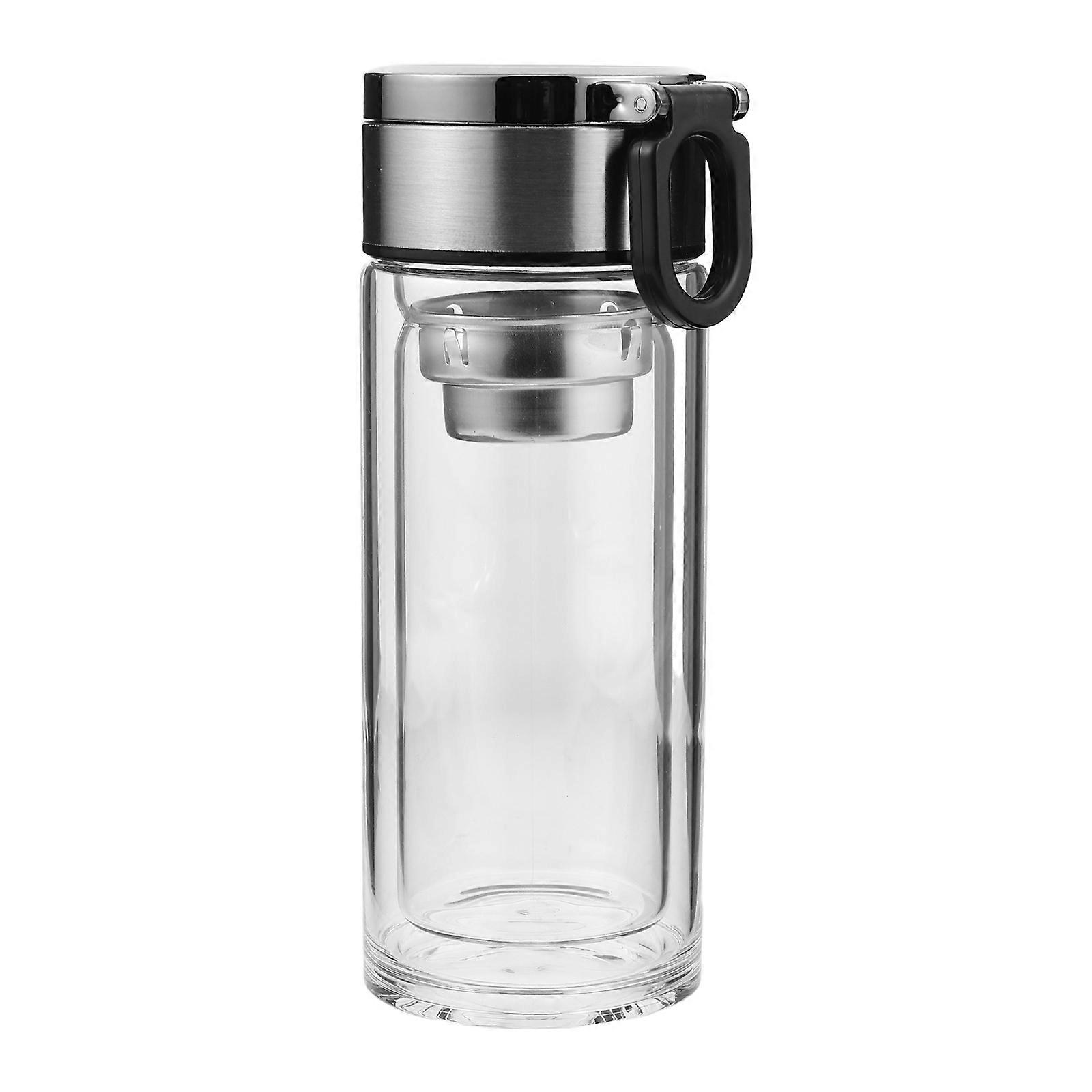 Double-Layer Glass Tea Tumbler for Tea Brewing with Handle 240ml Portable
