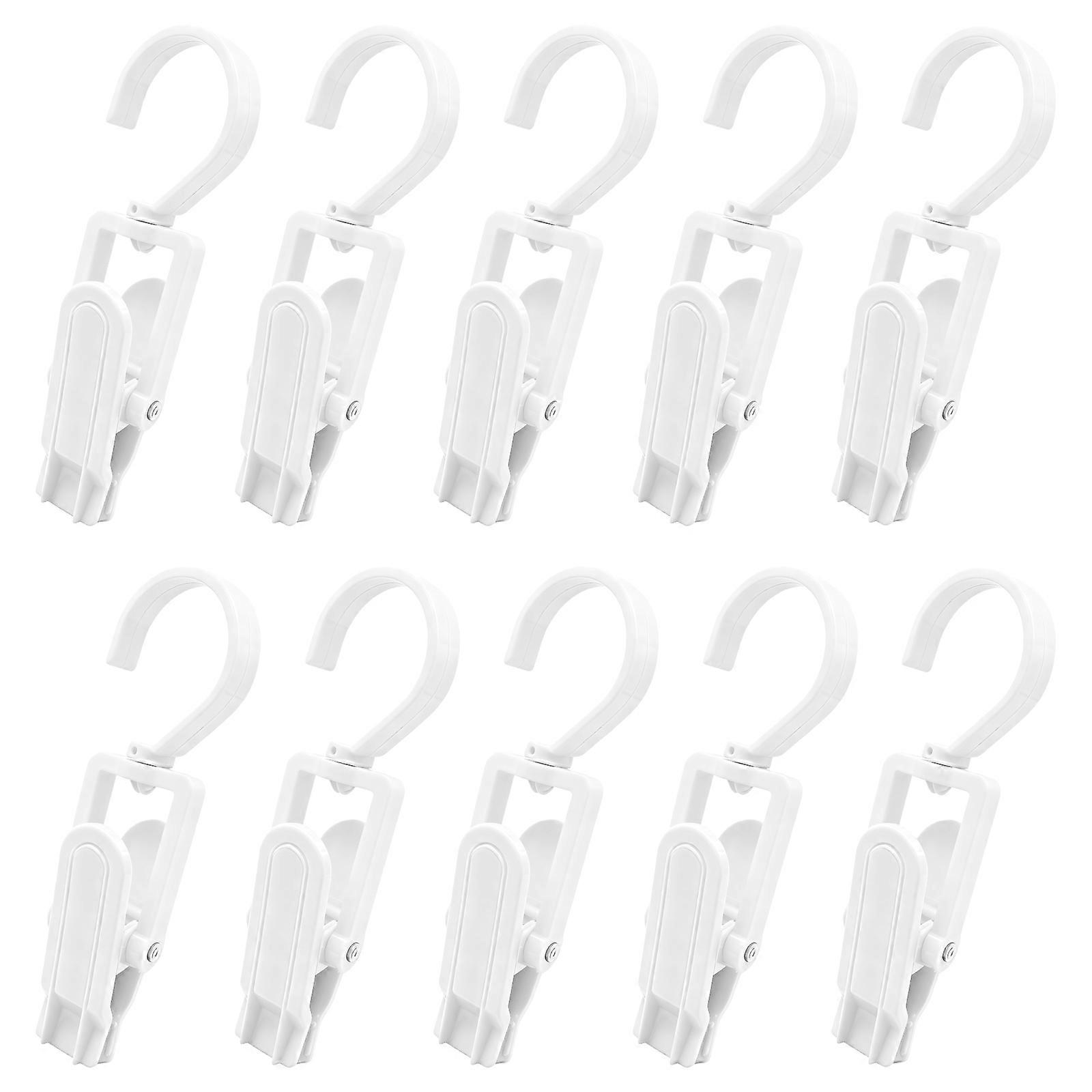 10pcs Plastic Clothespins Multipurpose Clamps For Drying Garments Holding Documents Home Storage Solution  White