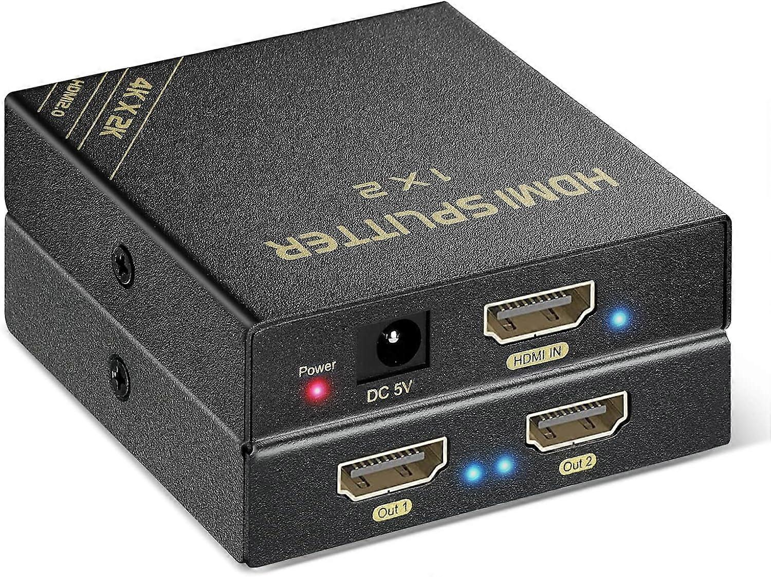 HDMI Splitter 1 in 2 Out - 4K HDR, HDCP Byp, Dolby Atmos - Compatible with Gaming Consoles, PS5, PS4, compatible with Nintendo