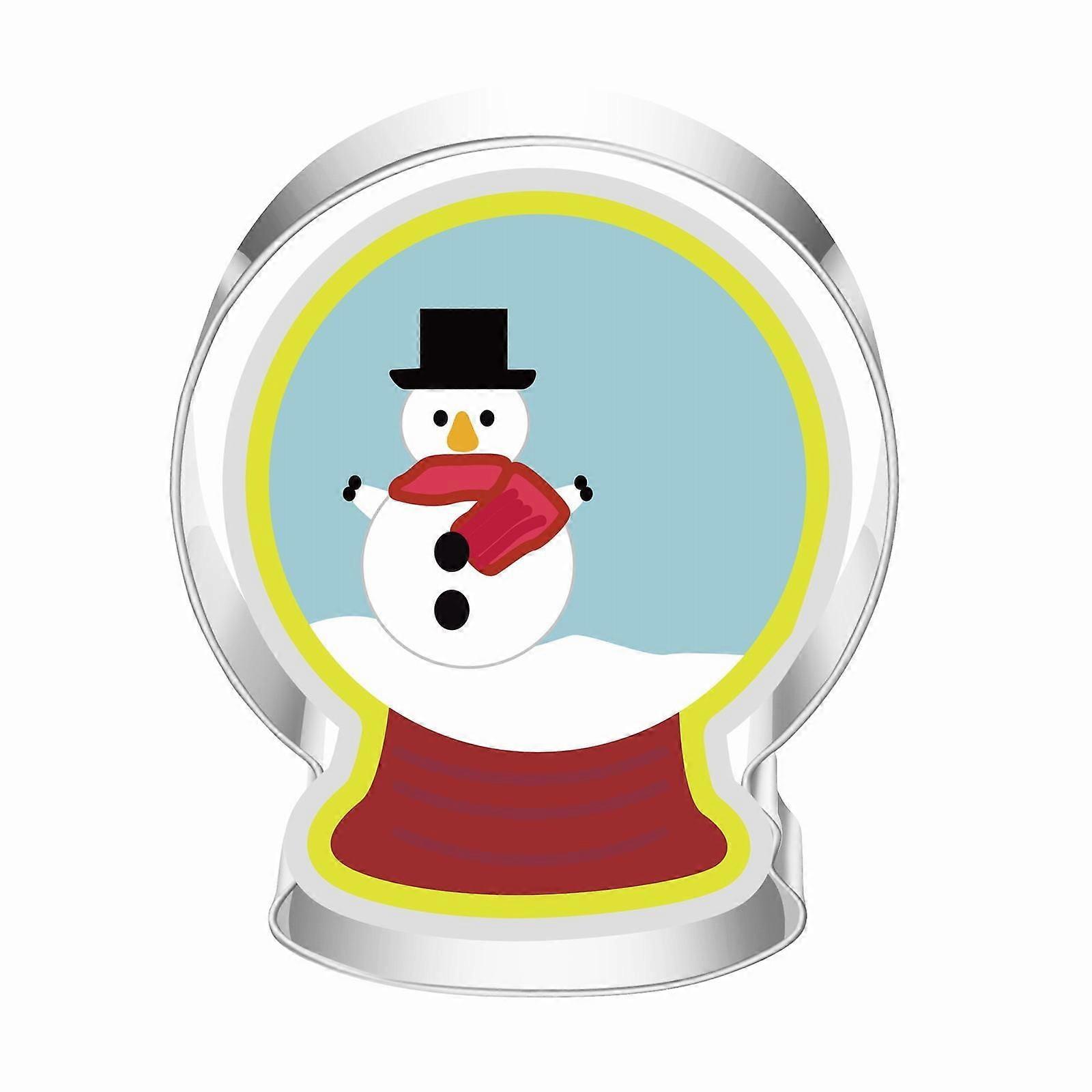 Large 4" Christmas Cookie Cutters Set - Compatible with Holiday Baking, Stainless Steel Snowman, Tree, Snowflake - Includes Recipe Guide, Multi-color