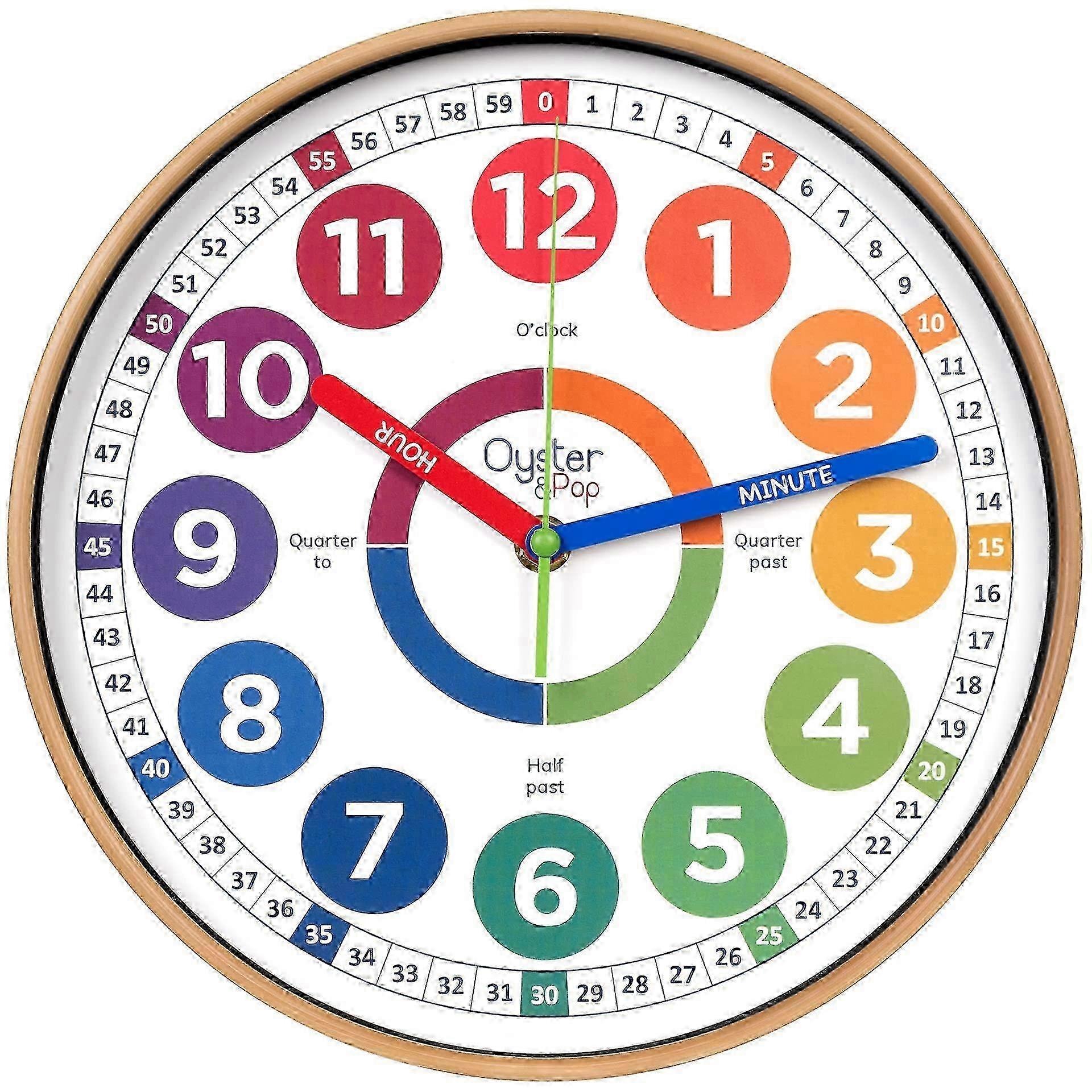 Silent Non-Ticking Learning Clock for Bedrooms Classroom