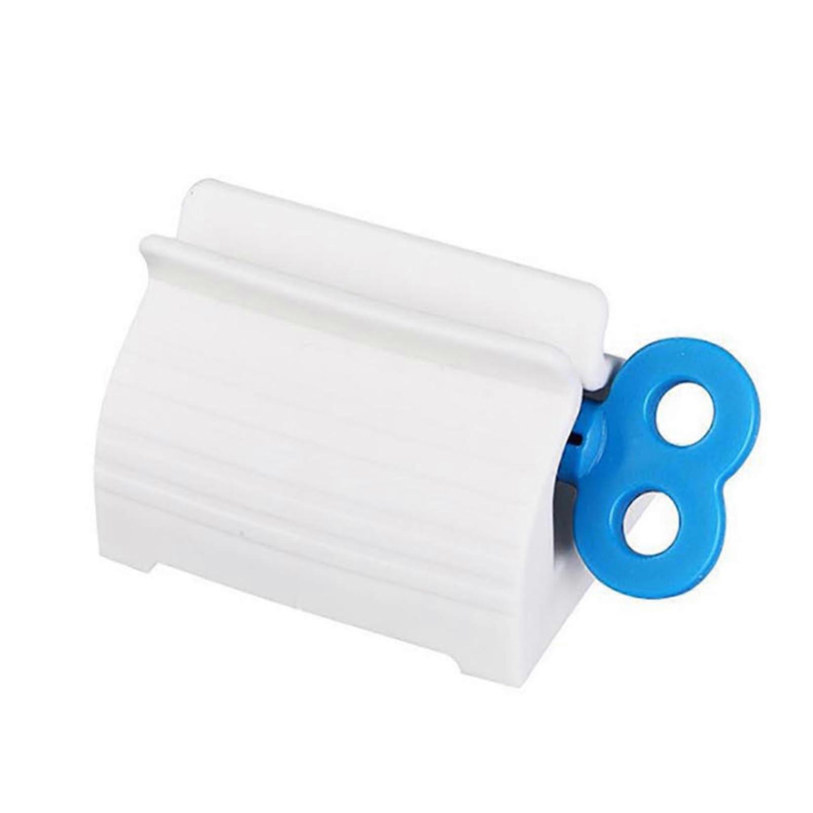 Toothpaste Holder and Toothbrush Hanger with Squeezer for Bathroom or Shower, 2 Pack Blue