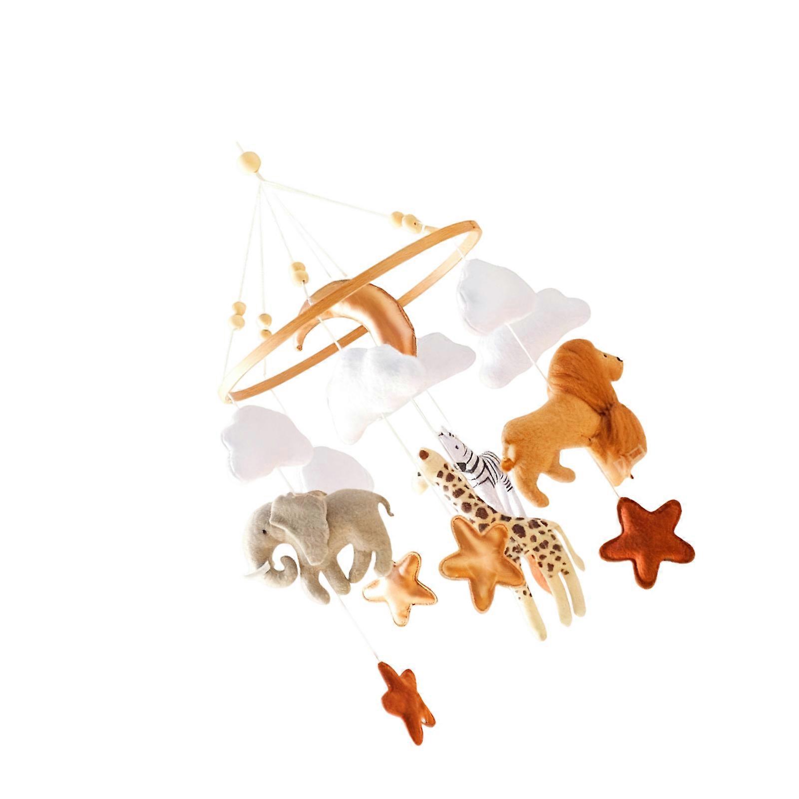 Rotating Baby Mobile Crib Hanging Toy Wildanimal Kingdom Rattle Toy For Infant Cognitive Growth Easy to Install Multicolor