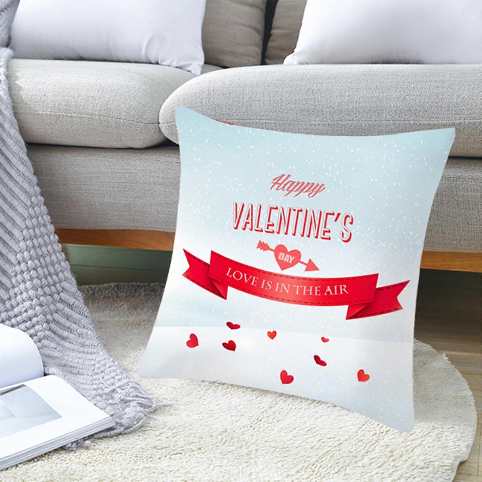YEHGEQ Clearance Pillow Case, Peach Skin Velvet, Valentine's Day Printed (45x45cm), Compatible with Standard Inserts, No Pillow Core